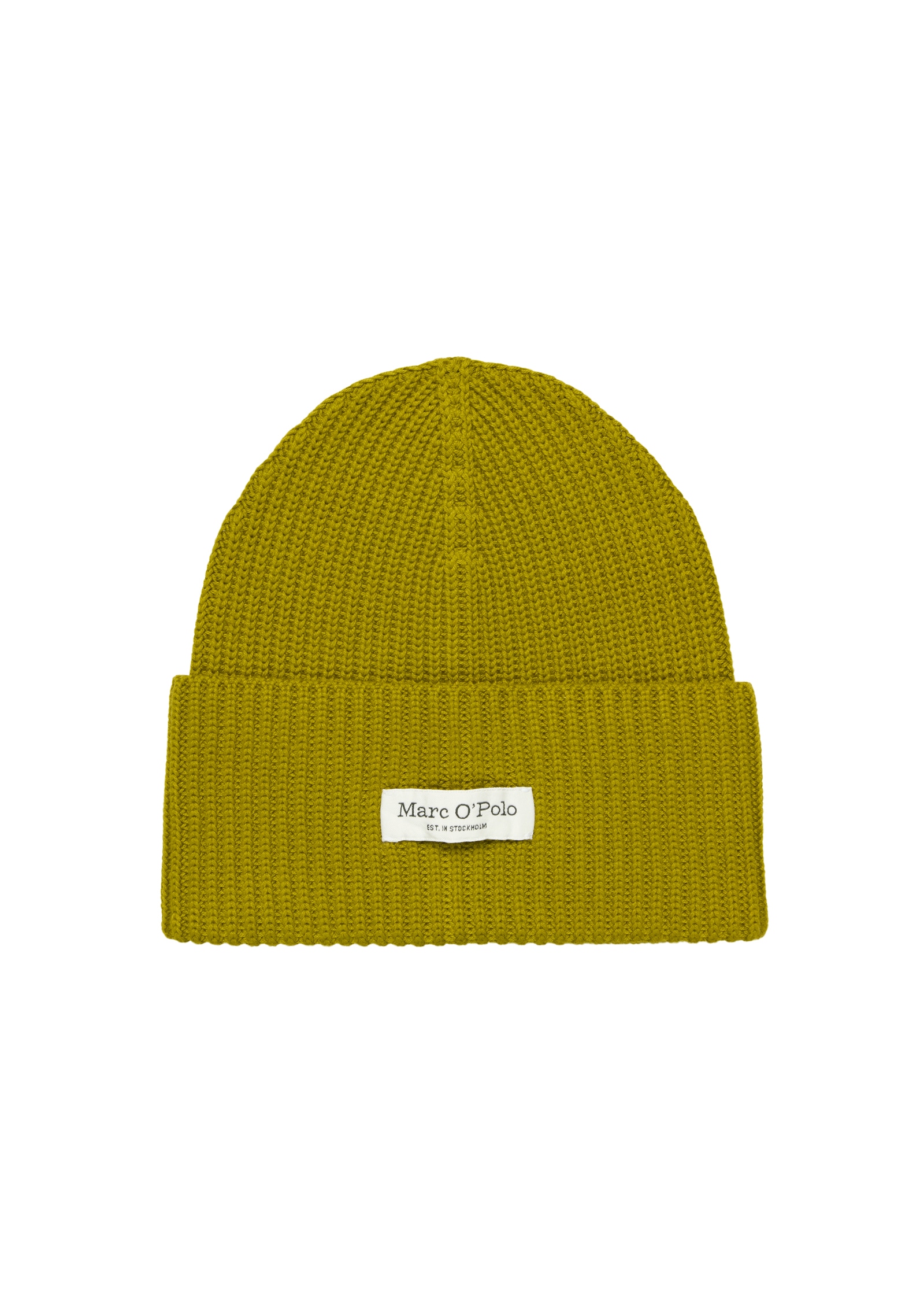 Marc OPolo Beanie, breiter Umschlag, Markenlabel, Rippstrick günstig online kaufen