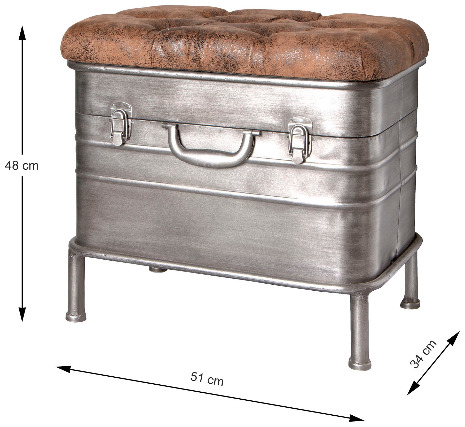 HAKU Bank »Flurbank, Garderobenbank, Sitzbank« rechteckig - aus Metall Grau - B/T/H 51/34/48 cm