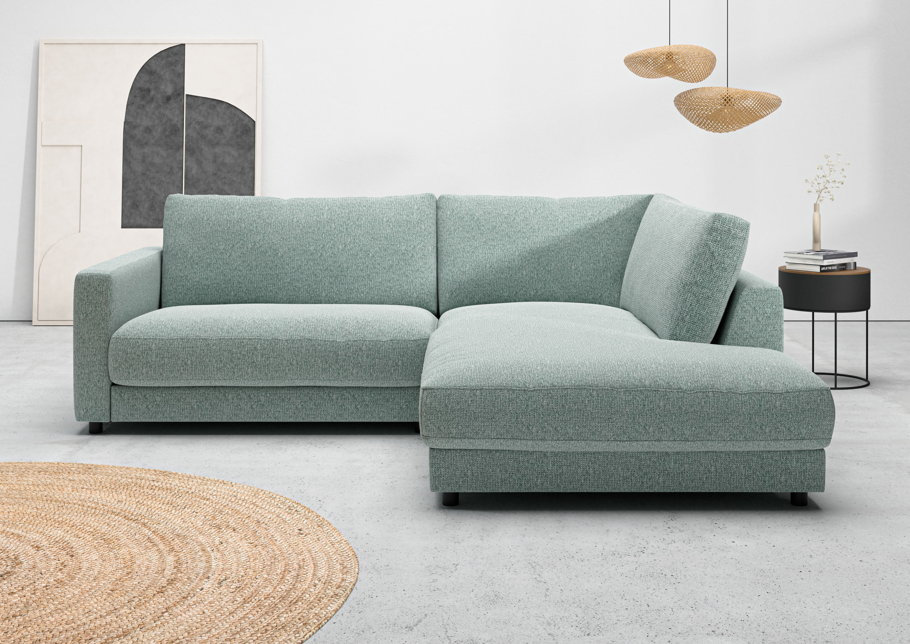 Home affaire Ecksofa "Ecksofa Jiro, L-Form, große Sitztiefe, Breite 252 cm" lose Sitz- & Rückenkissen, weicher Polsteraufbau, komfortabel & modern