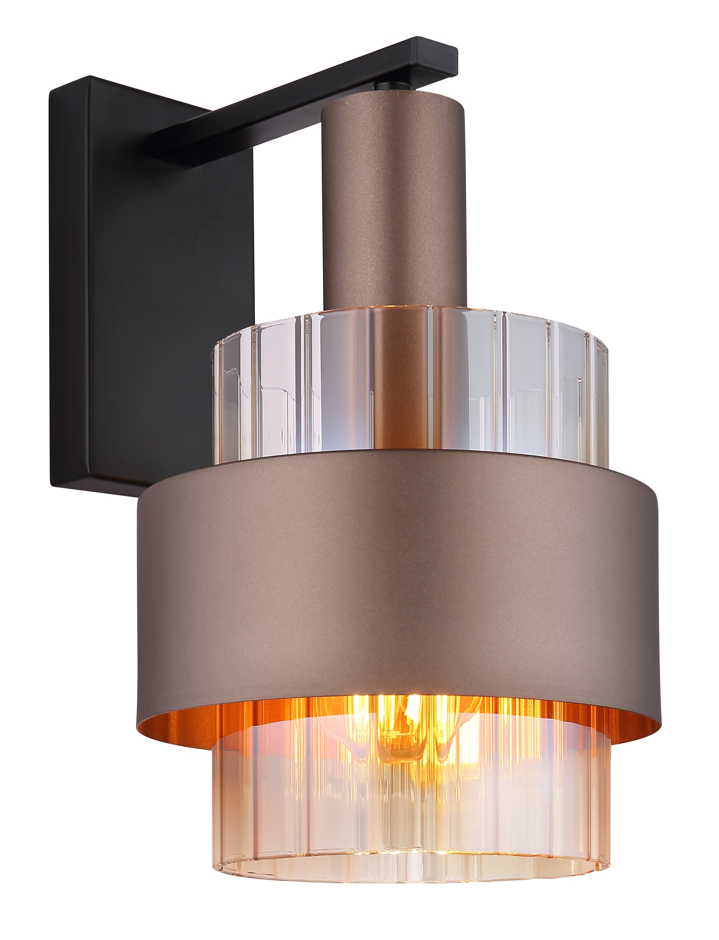 GLOBO LIGHTING Wandleuchte »MILLEY«, Leuchtmittel E27 | ohne Leuchtmittel, Wandlampe/Spot/Wohnzimmer/Flur/Glas amber/Metall