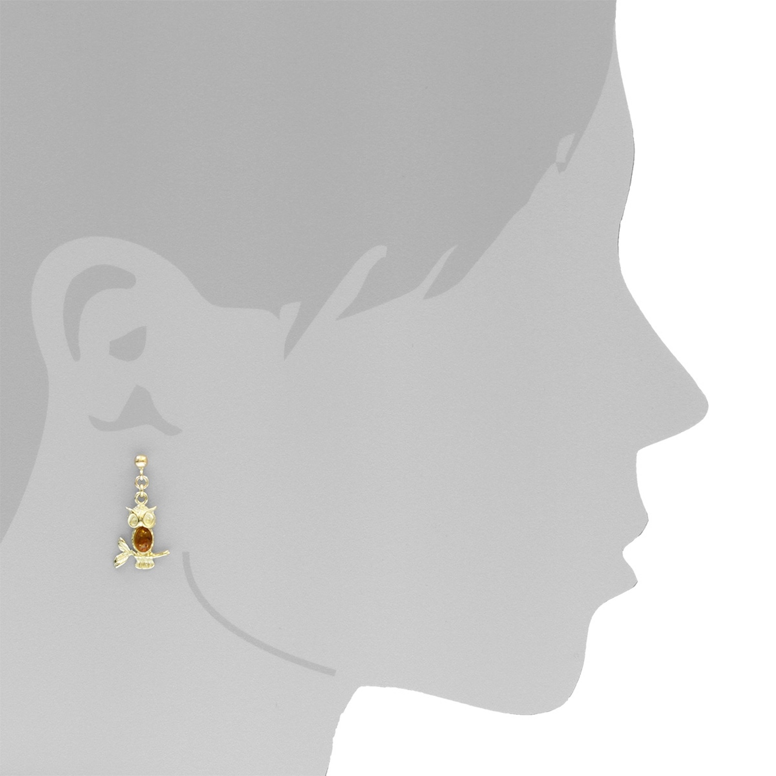 OSTSEE-SCHMUCK Paar Ohrhänger »- Eule - Gold 333/000 - Bernstein«