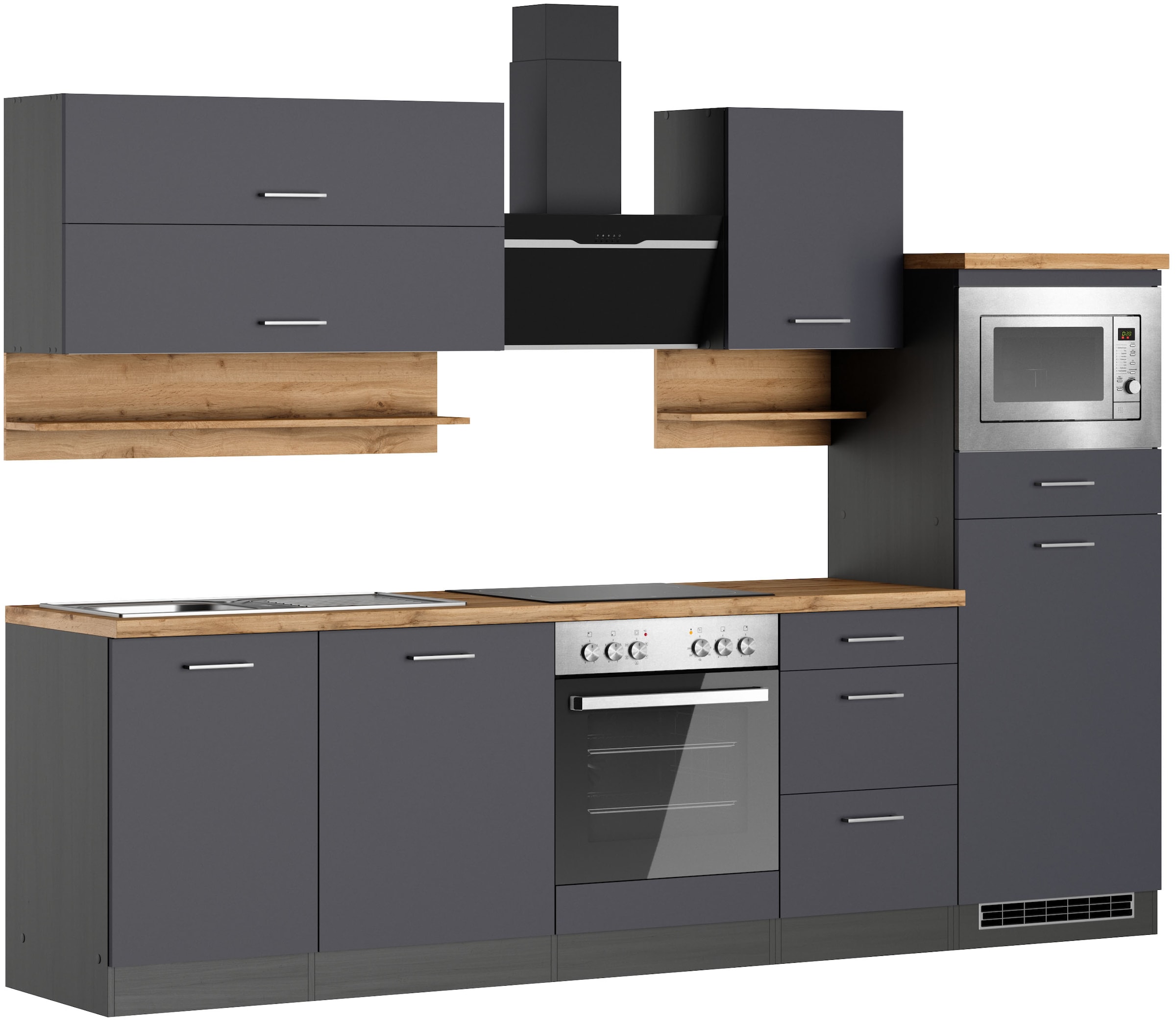 KOCHSTATION Küchenzeile »KS-Milan«, 280 cm breit, robuste Metallauszüge, viel Stauraum