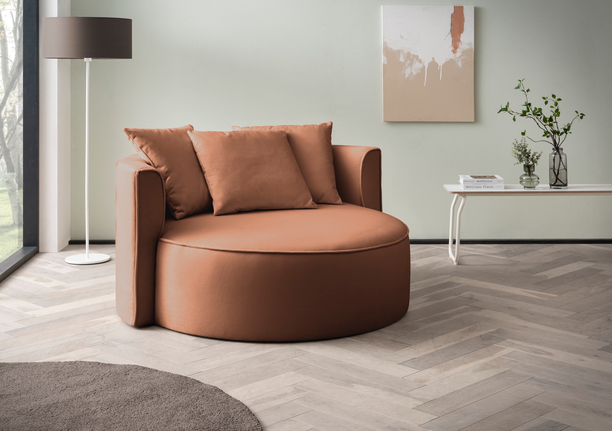 LeGer Home by Lena Gercke XXL-Sessel "ISALIE Samtoptik, Lesesessel, Loveseat, inklusive Zierkissen" extra große Sitzfläche, optional mit Hocker, 3 Bezugsstoffe