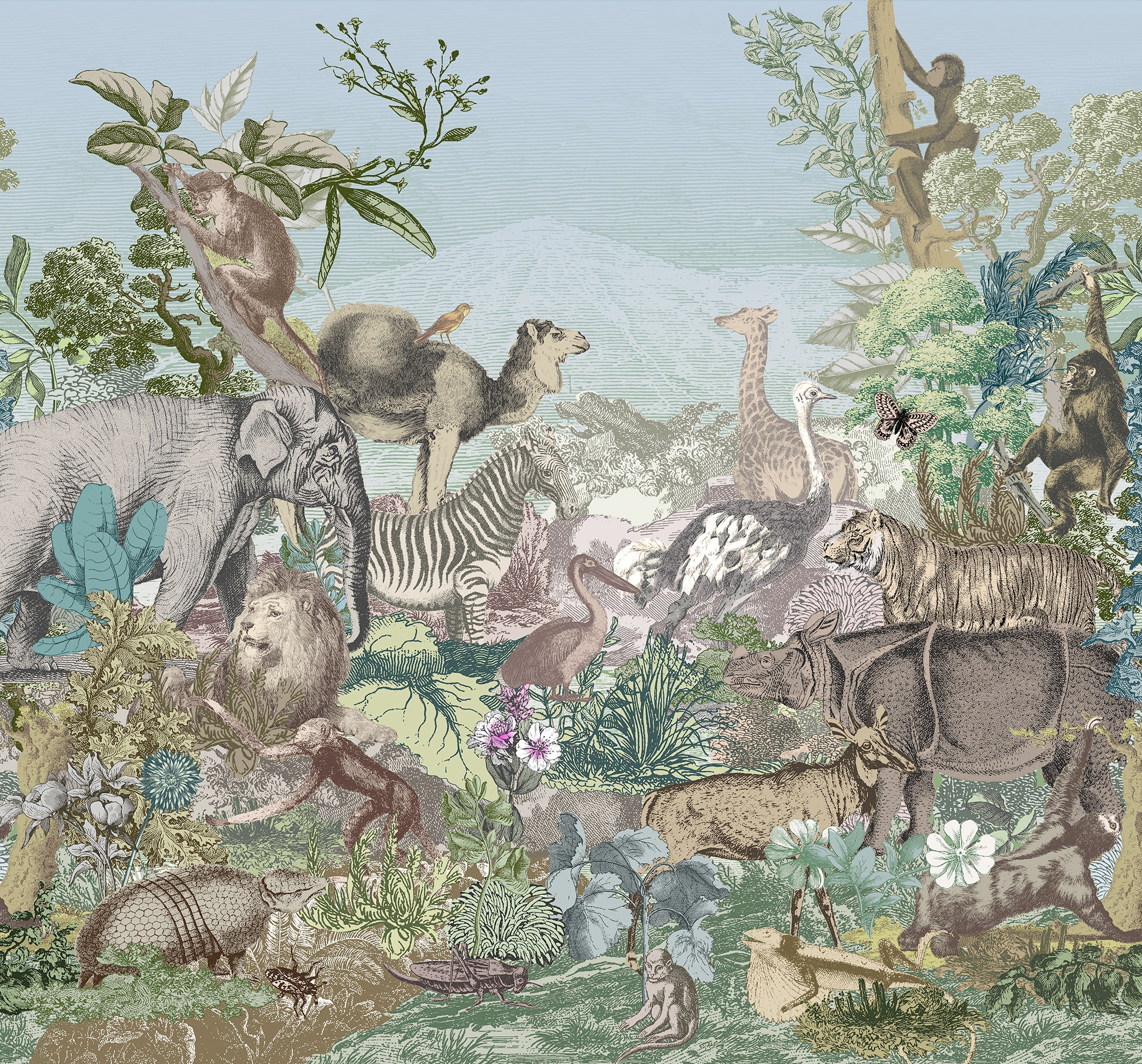 Komar Fototapete »Creative Zoo«, bedruckt, 300 x 280 cm (Breite x Höhe) - Tapete, Vlies, Wohnzimmer, Schlafzimmer