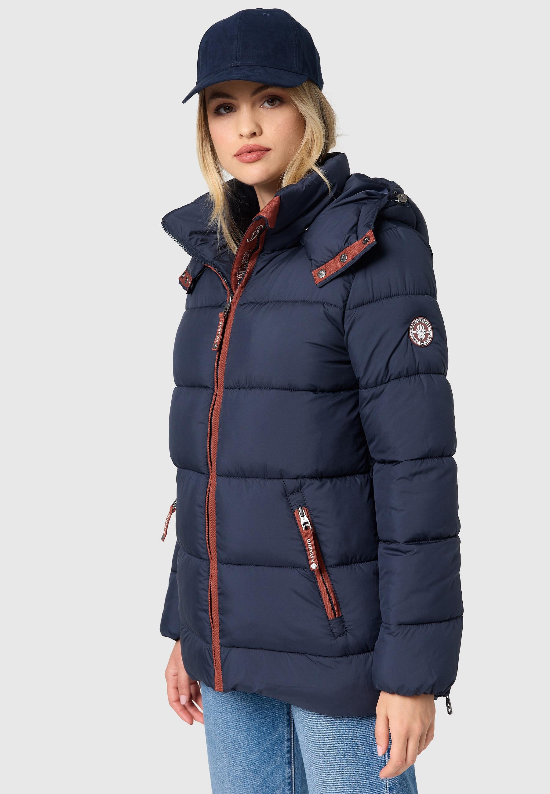 Navahoo Winterjacke »Wattewölkchen«, mit Kapuze, Modische Damen Steppjacke mit kontrastfarbenen Details