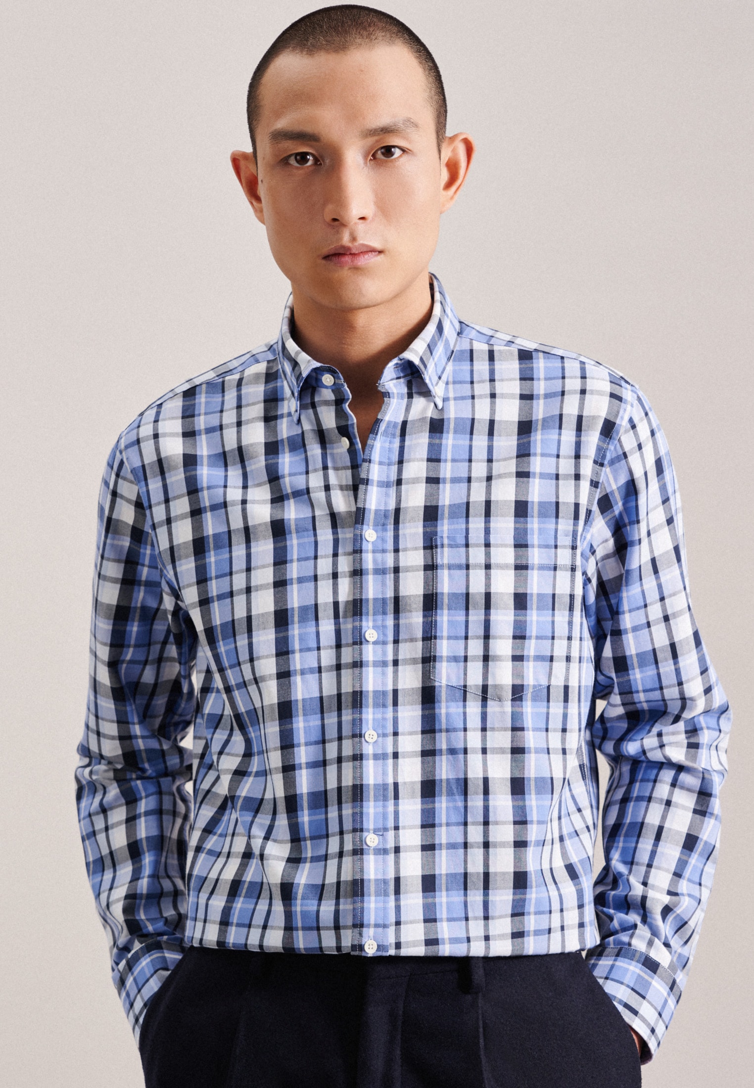 bestellen | BAUR seidensticker Button-Down-Kragen Langarm »Regular«, ▷ Regular Businesshemd Karo