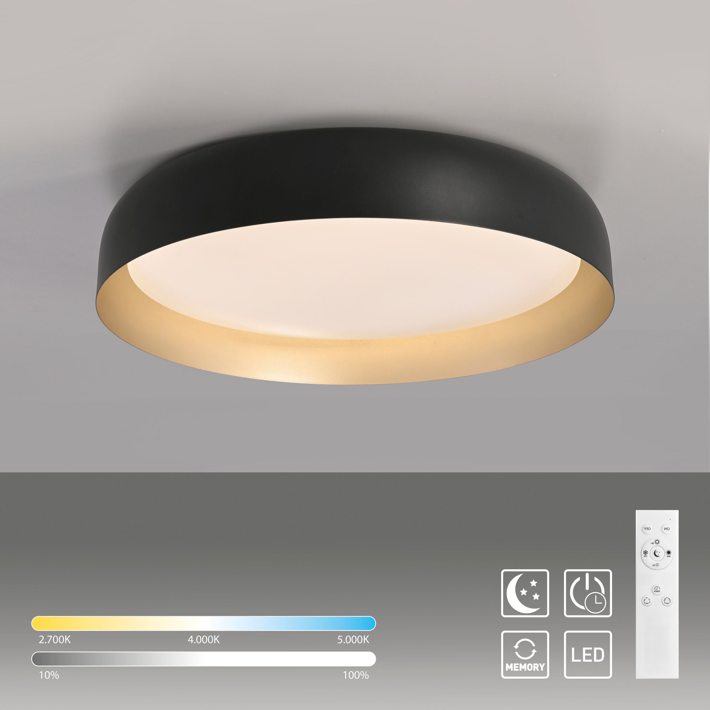JUST LIGHT Deckenleuchte »OSKO«, 1 flammig, Leuchtmittel LED-Board | LED fest integriert, LED, Fernbedienung, Funk inkl.