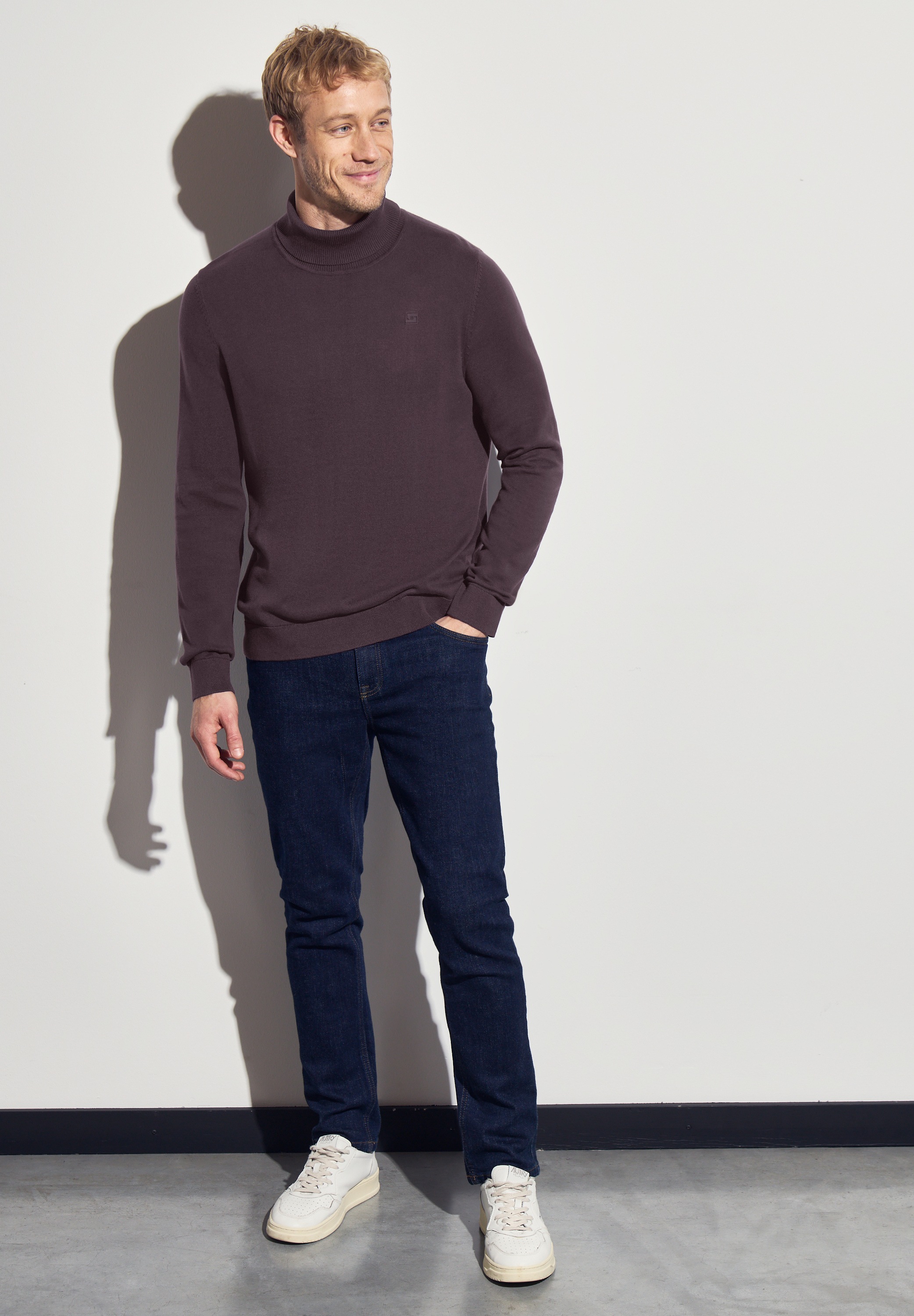 STREET ONE MEN Rollkragenpullover, aus reiner Baumwolle