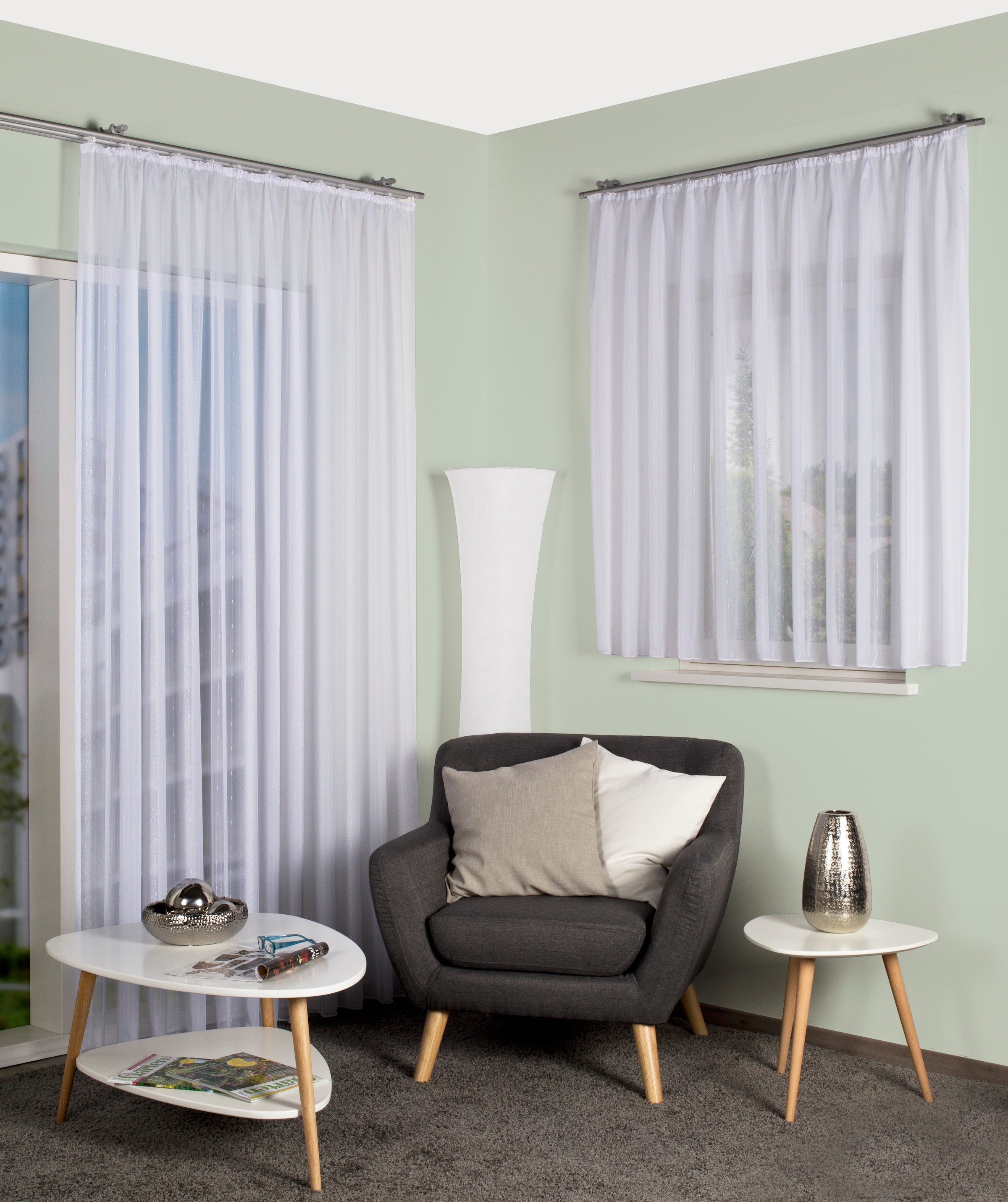 HOME WOHNIDEEN Gardine "KYRA" Kräuselband 1 Stk. tlg. EFFEKTVOILE LÄNGSSTRE günstig online kaufen