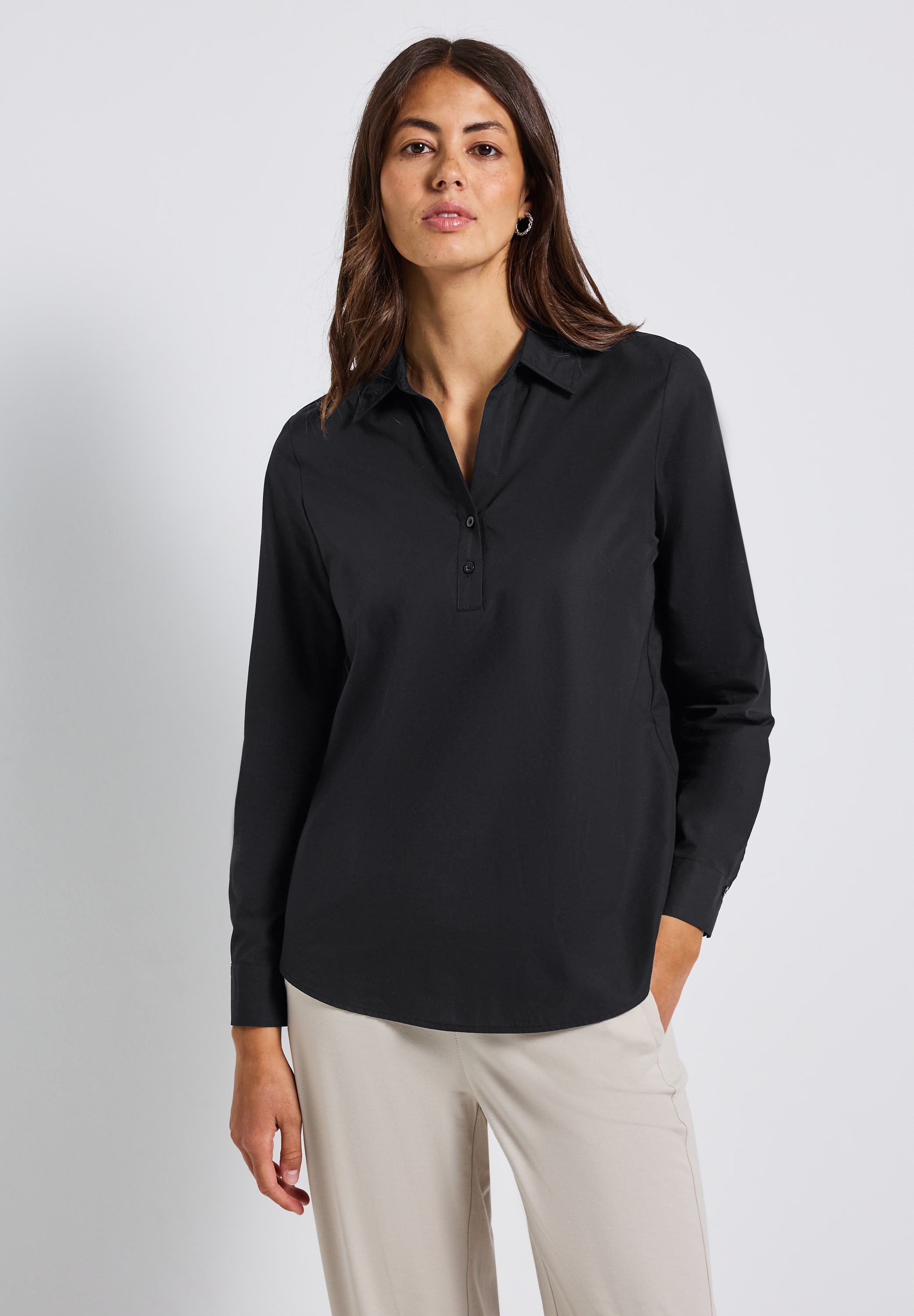 STREET ONE Hemdbluse aus reiner Baumwolle