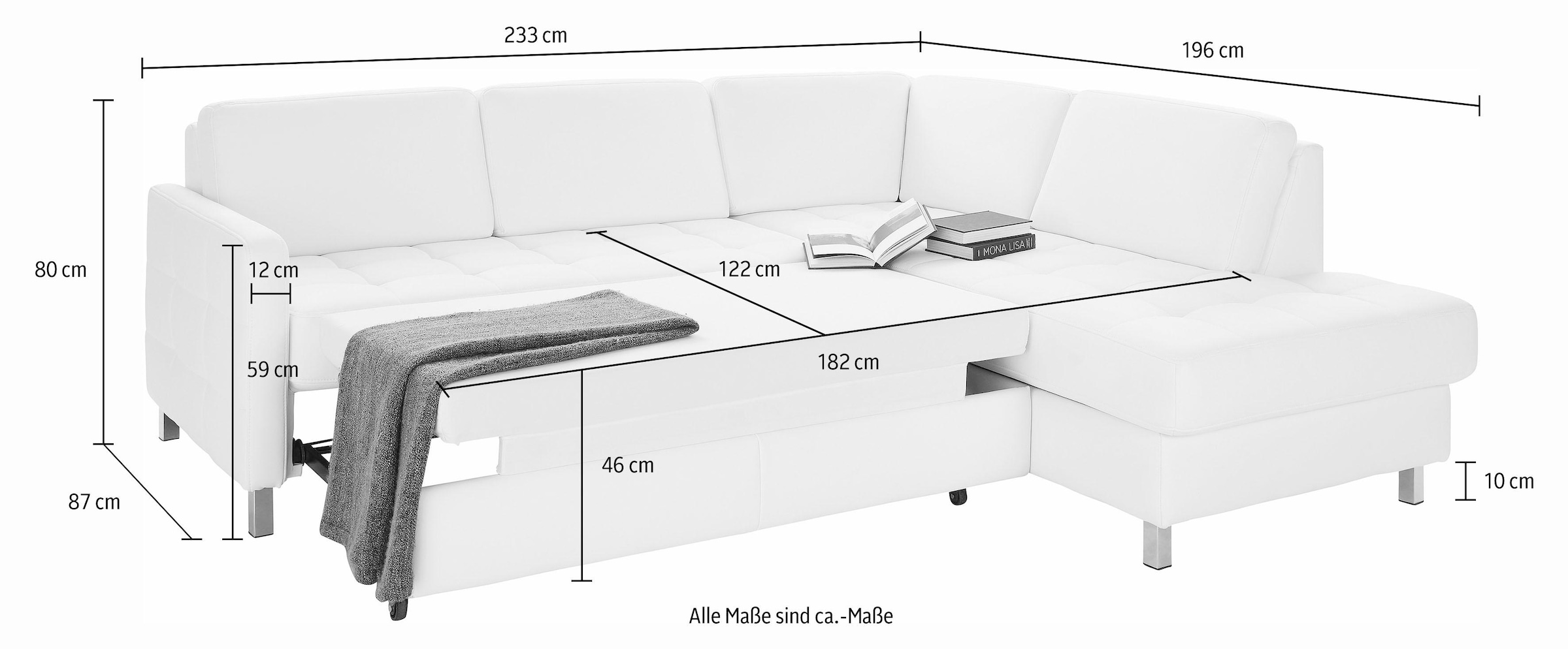 sit&more Ecksofa »Pablo L-Form«, wahlweise mit Bettfunktion und Bettkasten