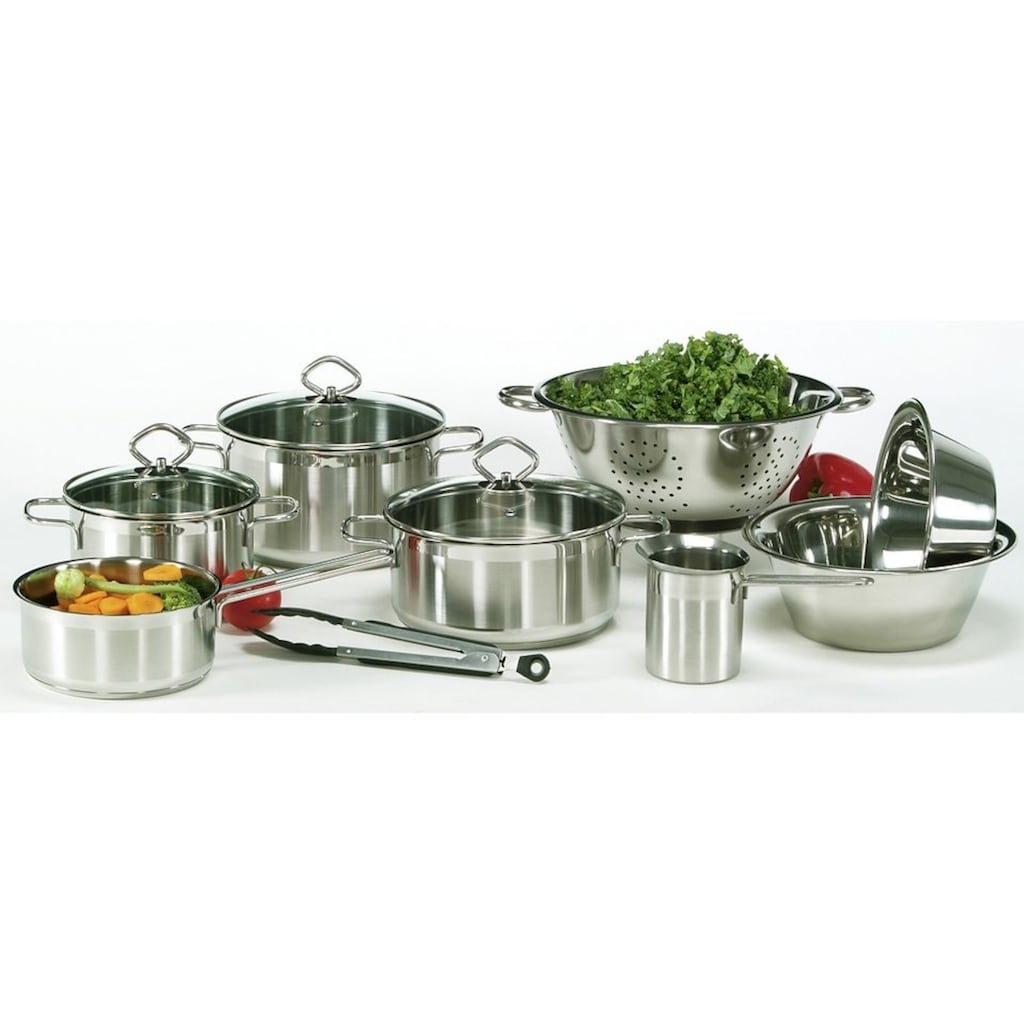 Krüger Topf-Set »Manhattan«, Edelstahl, (Set, 12 tlg., Bratentopf Ø 20 cm, Fleischtopf Ø 16/20 cm, Stielkasserolle Ø 16 cm)