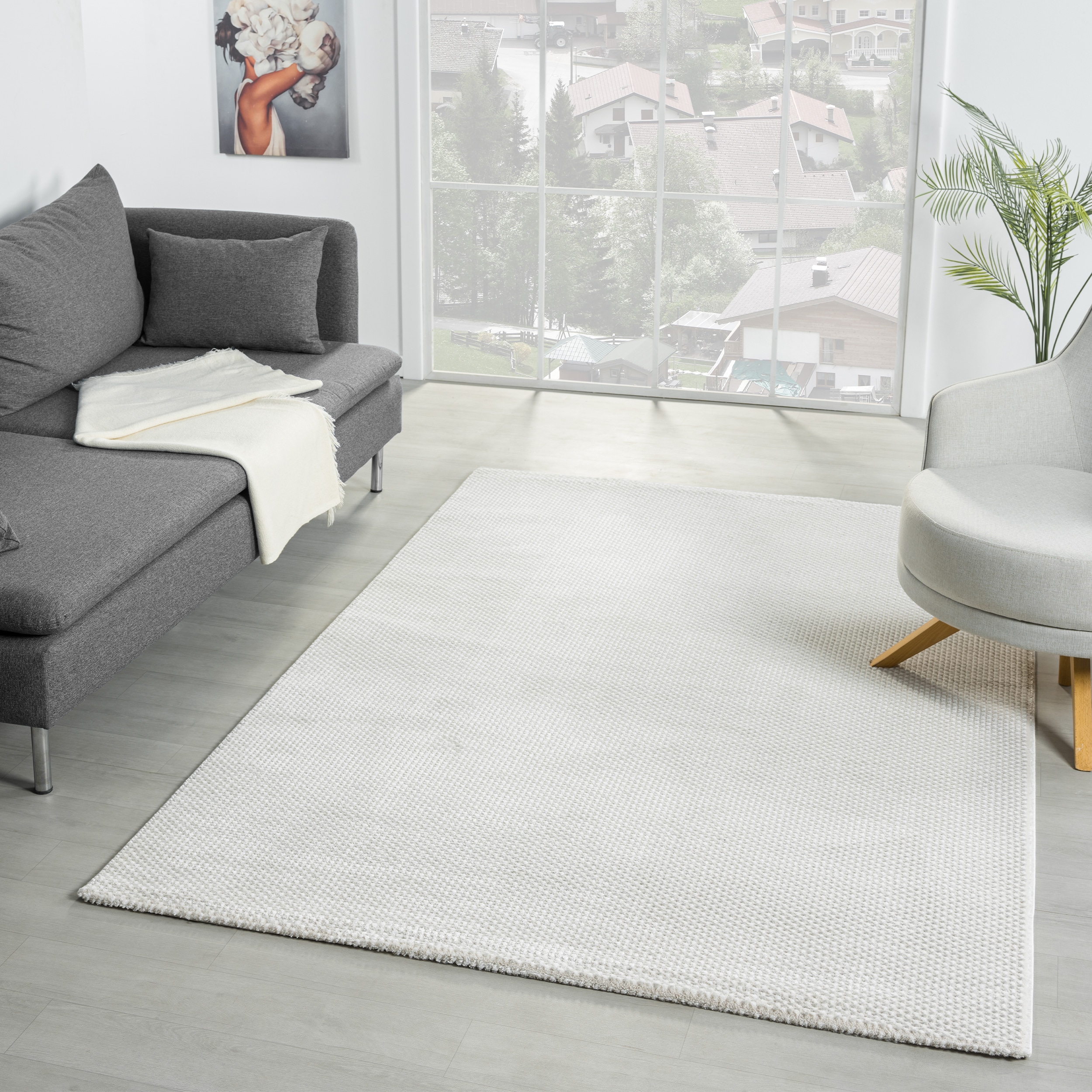 Sehrazat Teppich "Nora 5600, auch als Läufer" rechteckig 10 mm Höhe Kurzflor, grafisches Hoch Tief Muster, Wohnzimmer