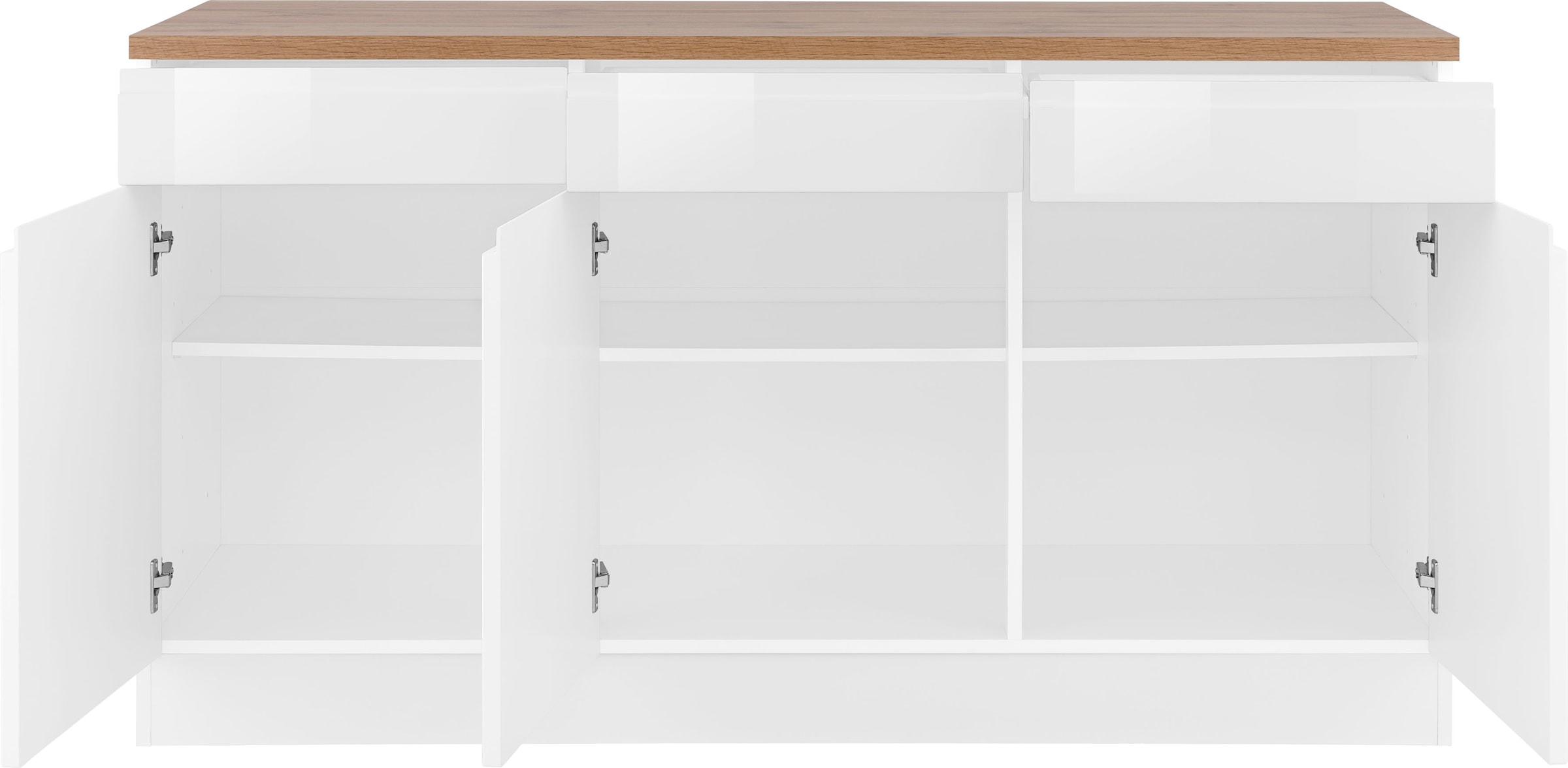 HELD MÖBEL Unterschrank »Virginia«, 85 cm hoch, 150 cm breit, 3 Schubladen, 3 Türen, griffloses Design