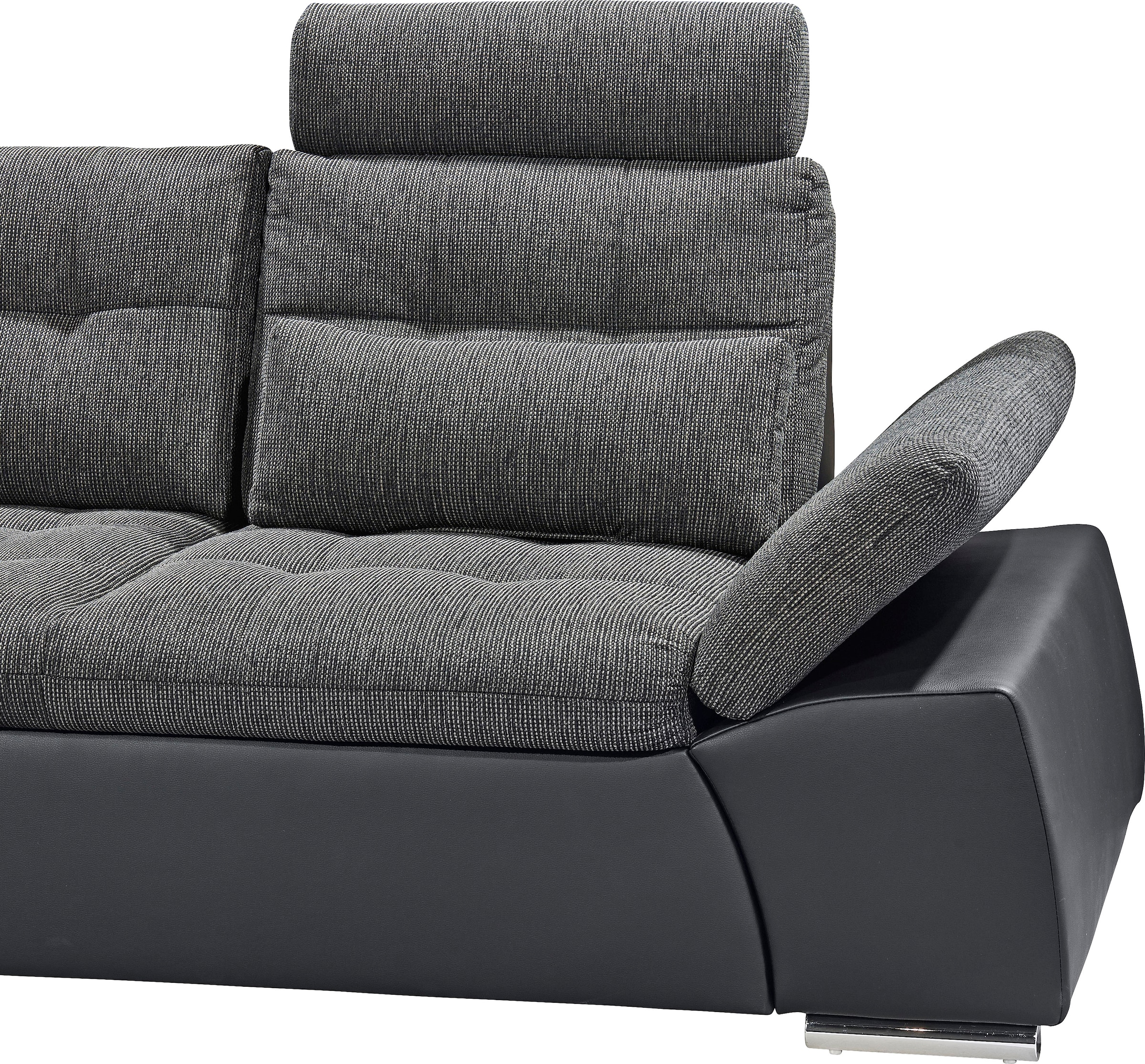 ED EXCITING DESIGN Ecksofa »Jakarta L-Form«, mit Bettfunktion, Armteilverstellung, Kopfstützen & 2 Nierenkissen