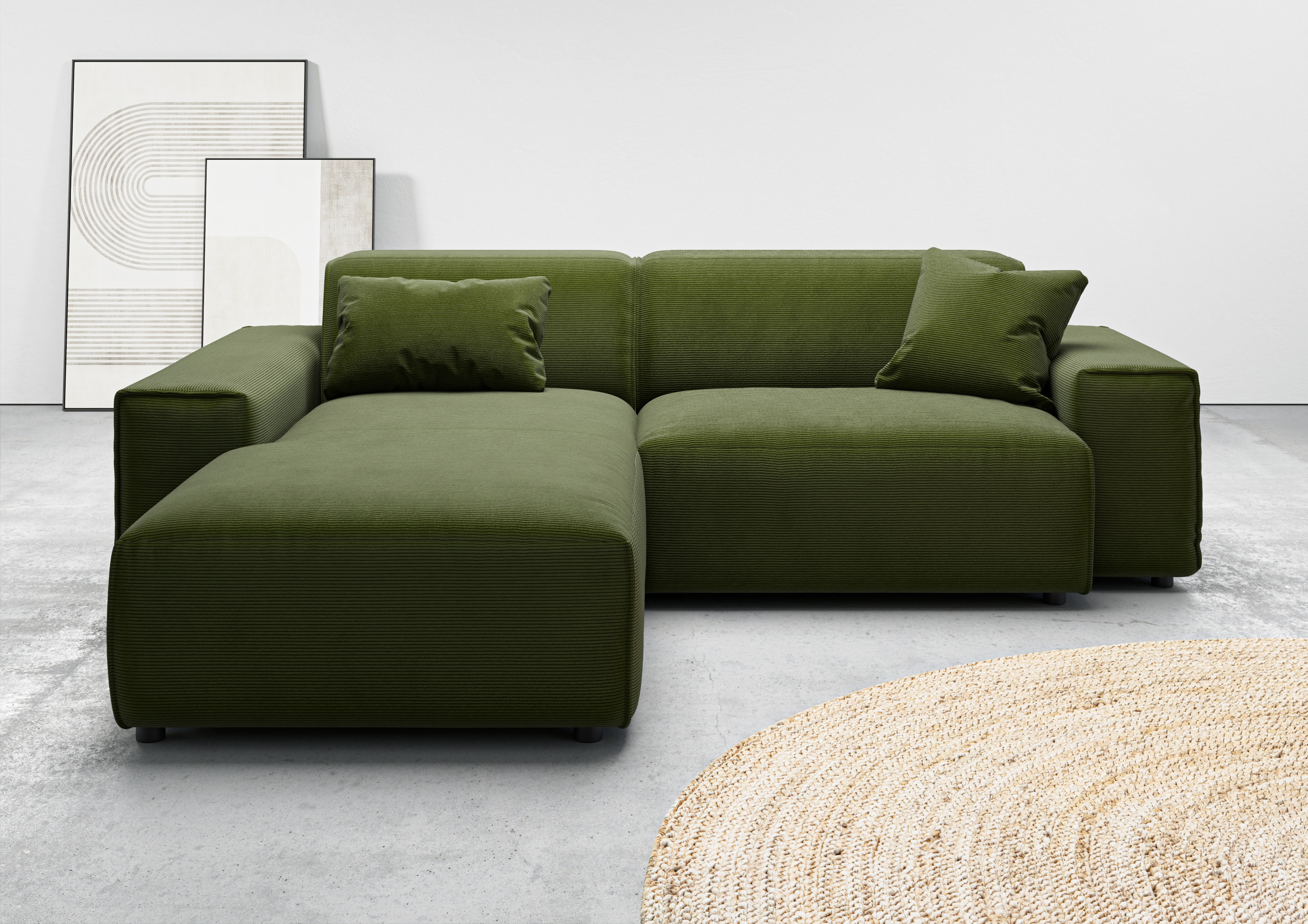 Home affaire Ecksofa "Glimminge L-Form auch in Breitcord, Feincord + Easy care-Bezug," Breite 234, Zierkissen