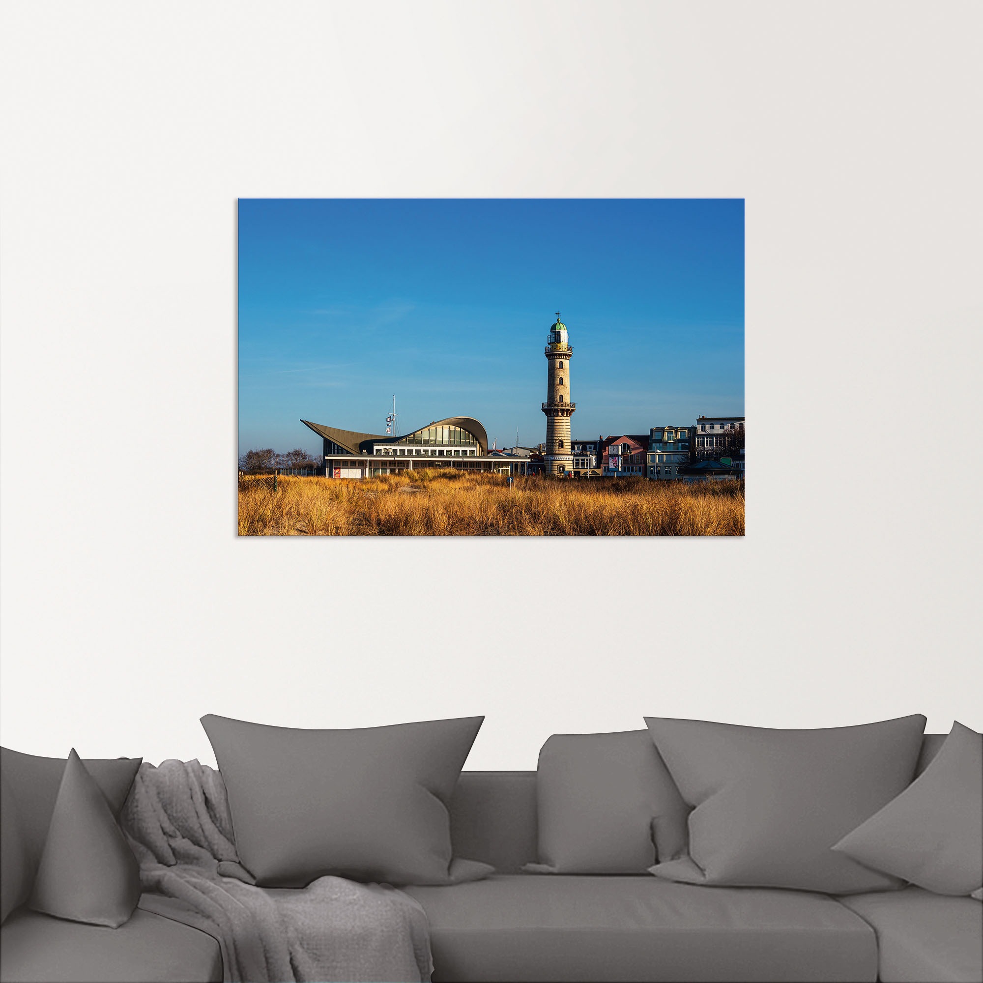 Artland Poster »Leuchtturm mit Teepott in Warnemünde II«, Gebäude, (1 St.), als Alubild, Leinwandbild, Wandaufkleber oder Poster in versch. Größen