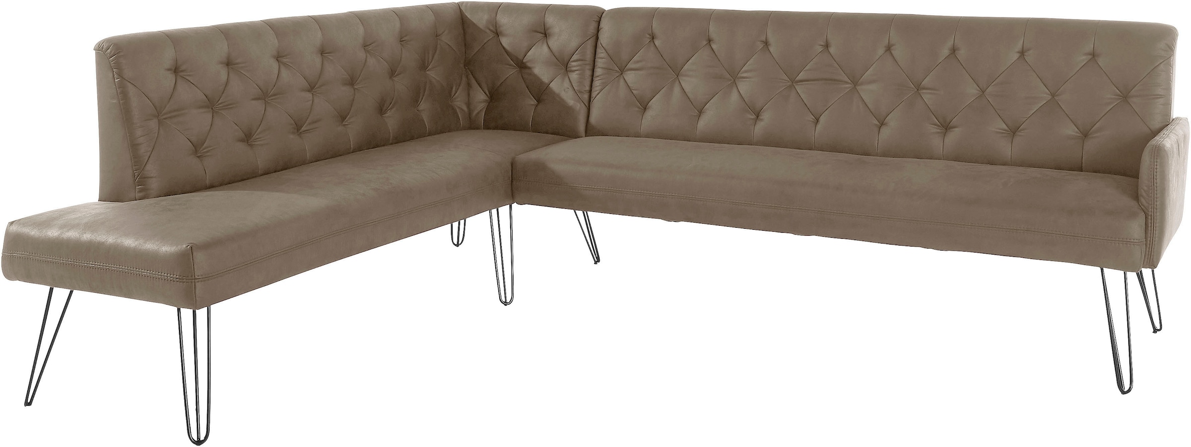 exxpo - sofa fashion Eckbank »Doppio, Chesterfield Optik, komfortabel und bequem, hohe Designfüße«, Frei im Raum stellbar