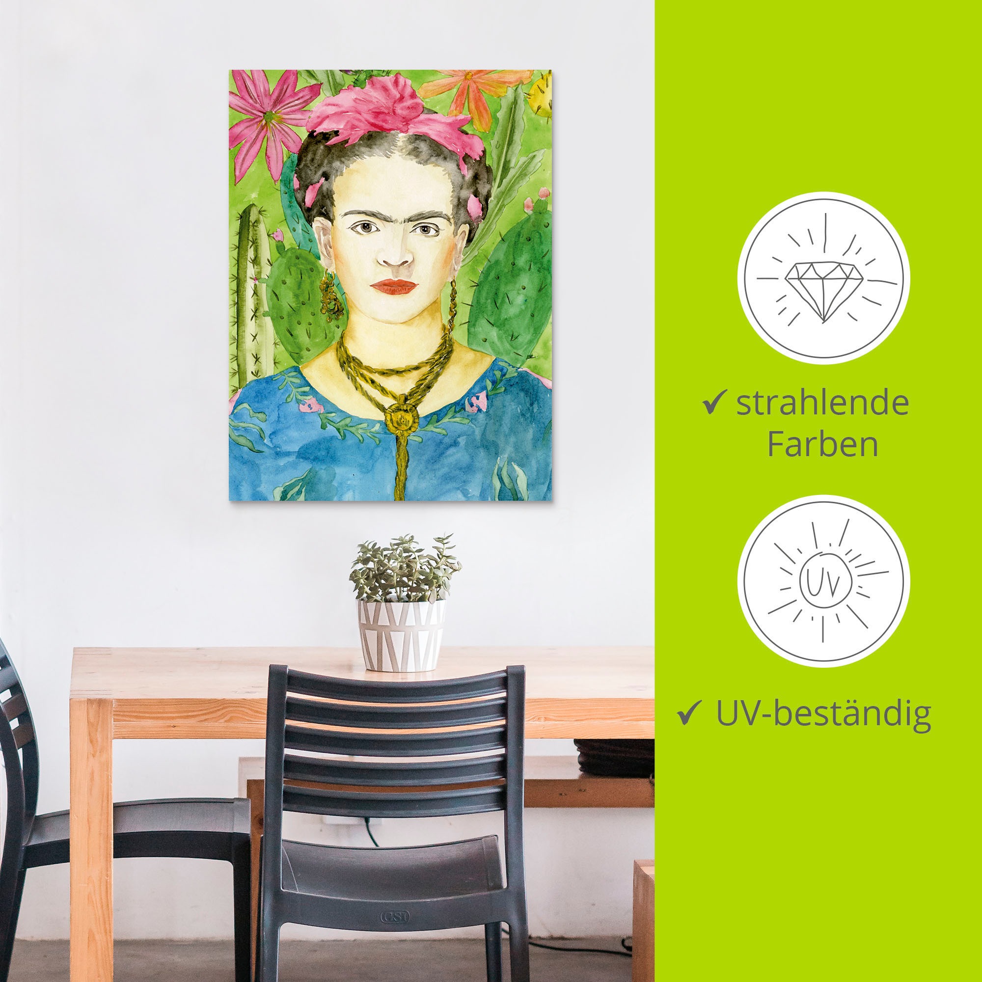 Artland Wandbild »Frida Kahlo II«, Bilder von Frauen, (1 St.), als Alubild, Outdoorbild, Leinwandbild, Poster, Wandaufkleber