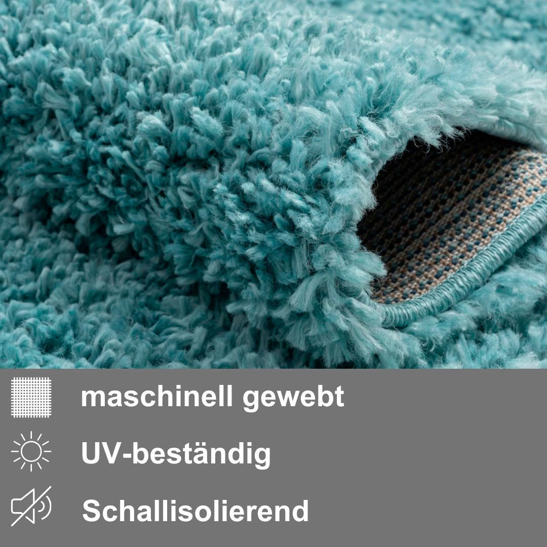 Myflair Möbel & Accessoires Hochflor-Bettumrandung »My Shaggy«, (3 tlg.), Shaggy, Uni-Farben, leicht glänzend, extra flauschig, Läufer-Set