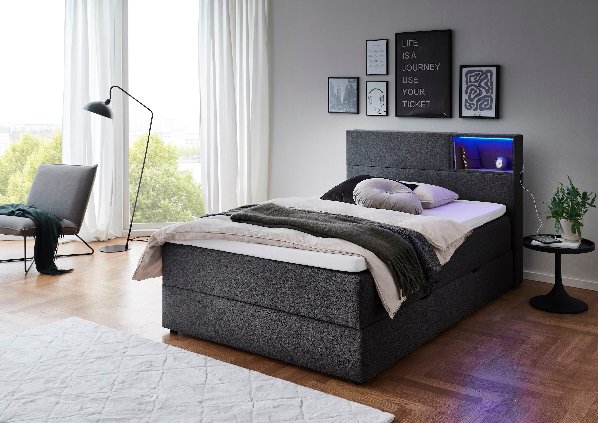 meise.möbel Boxspringbett, Boxspringbett, LED, Bonell