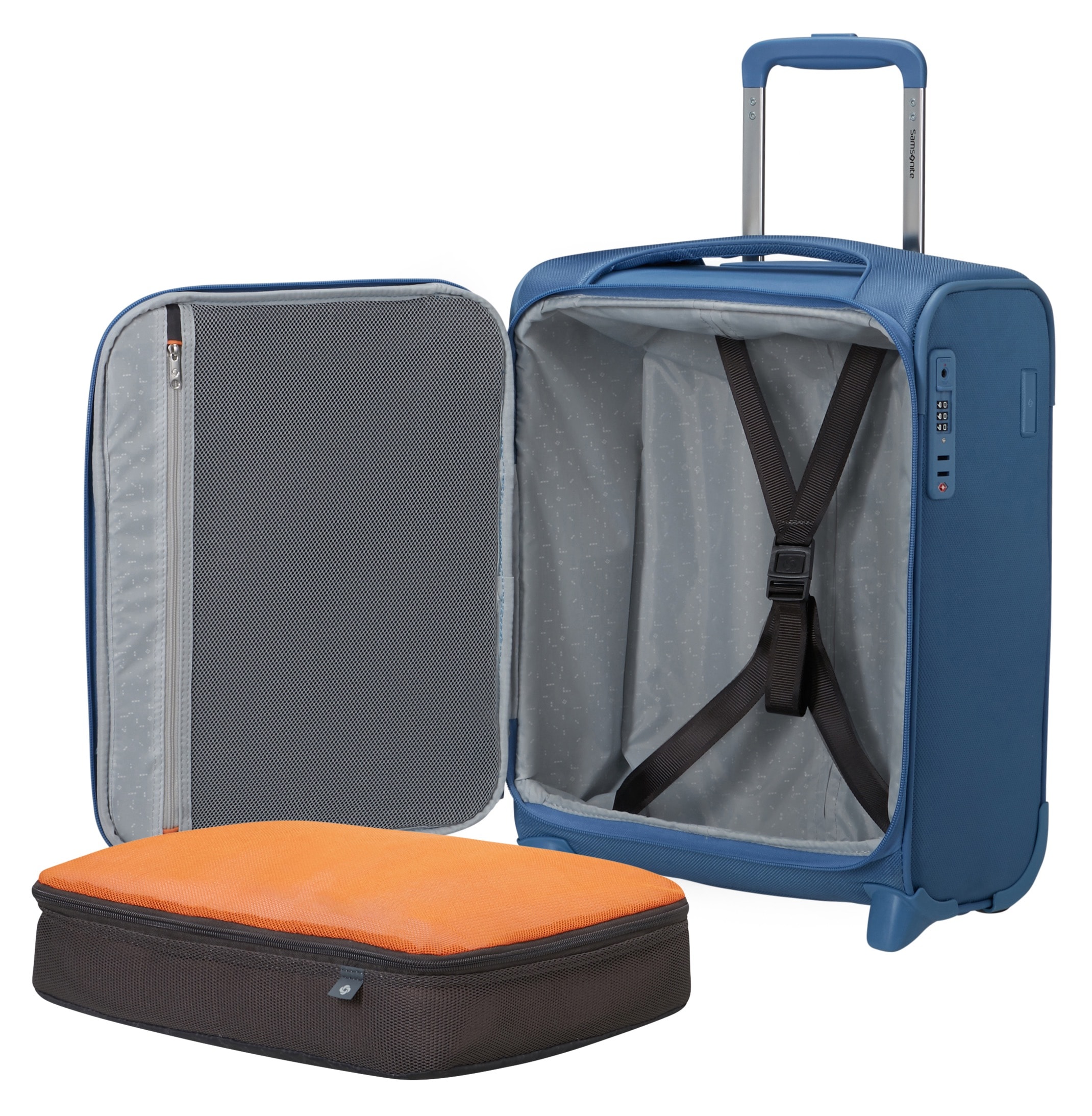 Samsonite Weichgepäck-Trolley »RE-LITE, 45 cm«, (Set, 2 St., mit Packwürfel), 2 Rollen, Underseater Handgepäck TSA-Schloss Reisekoffer Laptopfach