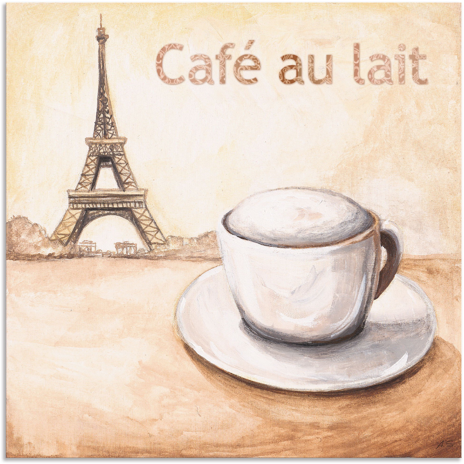 Artland Wandbild »Café au als lait in in bestellen Bilder, (1 | Poster Paris«, BAUR Kaffee Leinwandbild, Alubild, Größen oder St.), versch. Wandaufkleber