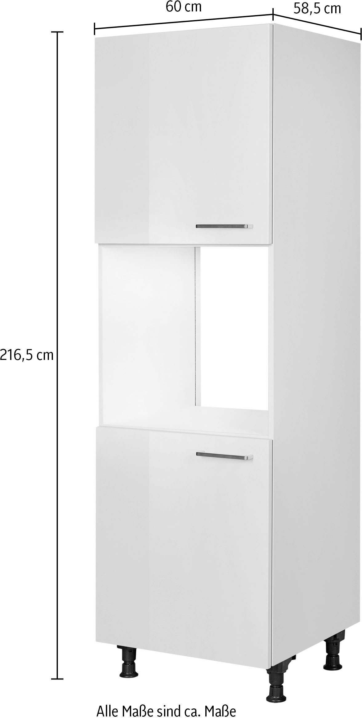 nobilia® Herdumbauschrank »"Flash", Ausrichtung wählbar, mit zwei zusätzlichen Türen,«, vormontiert, Breite/Höhe: 60/167,8 cm