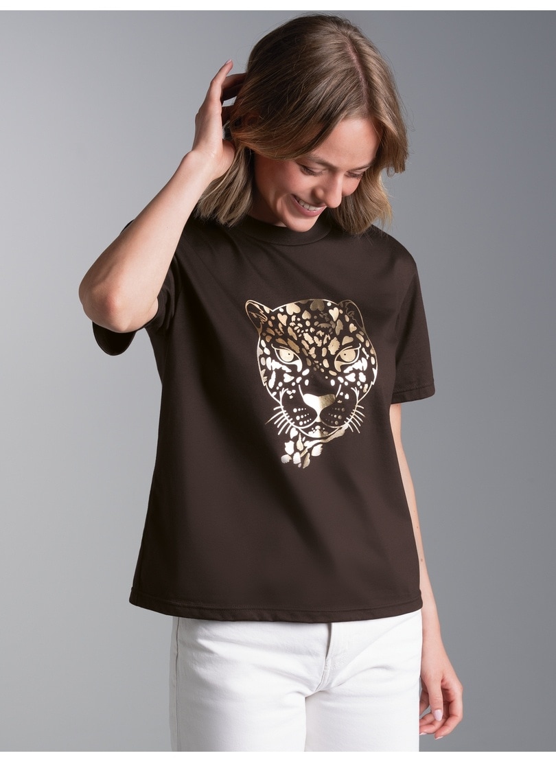 Trigema T-Shirt "TRIGEMA T-Shirt mit Leopoarden Print in Goldoptik" 1
