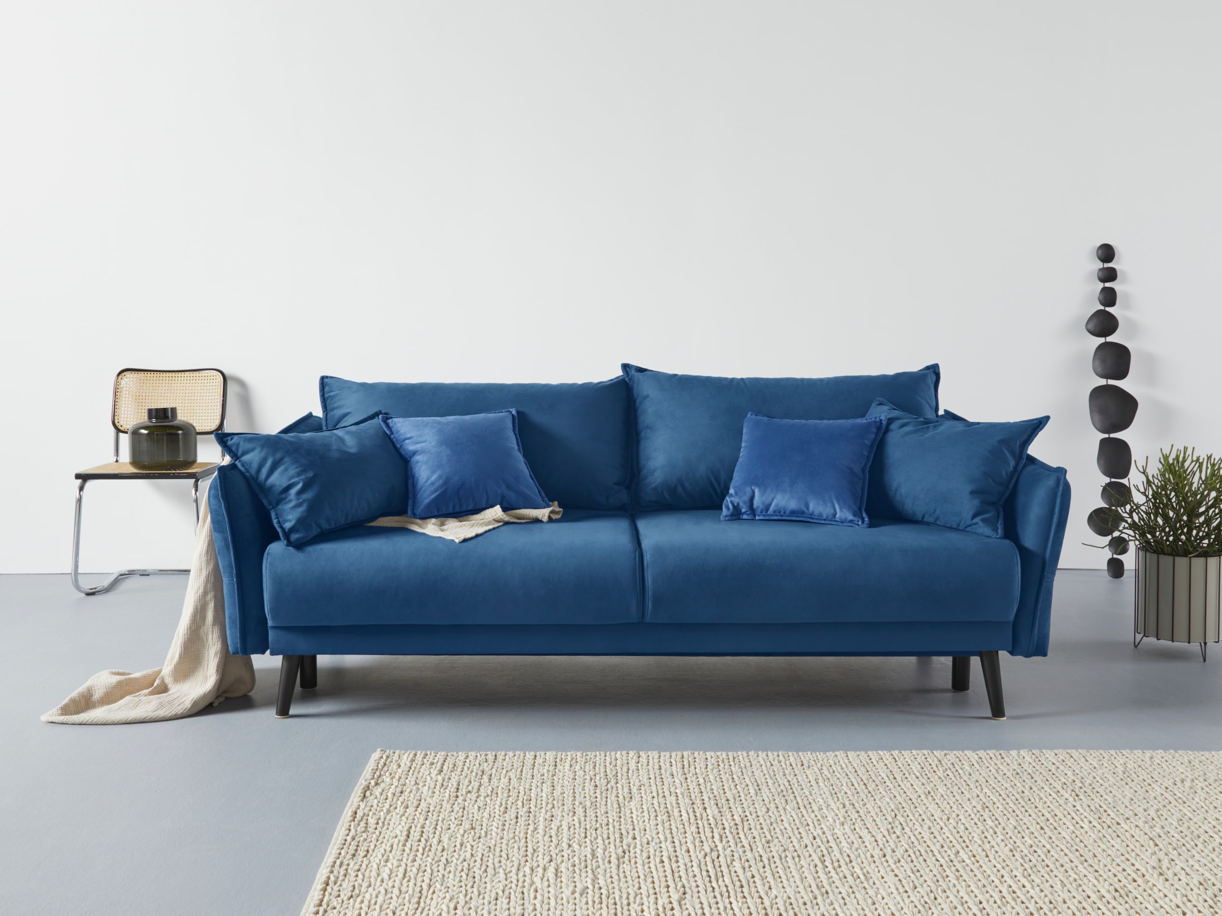 COLLECTION AB Schlafsofa "Asra, B: 228 cm, Liegel. 145x192 cm" Schlaffunktion, Bettkasten, Taschen & 2 Zierkissen, Federkern