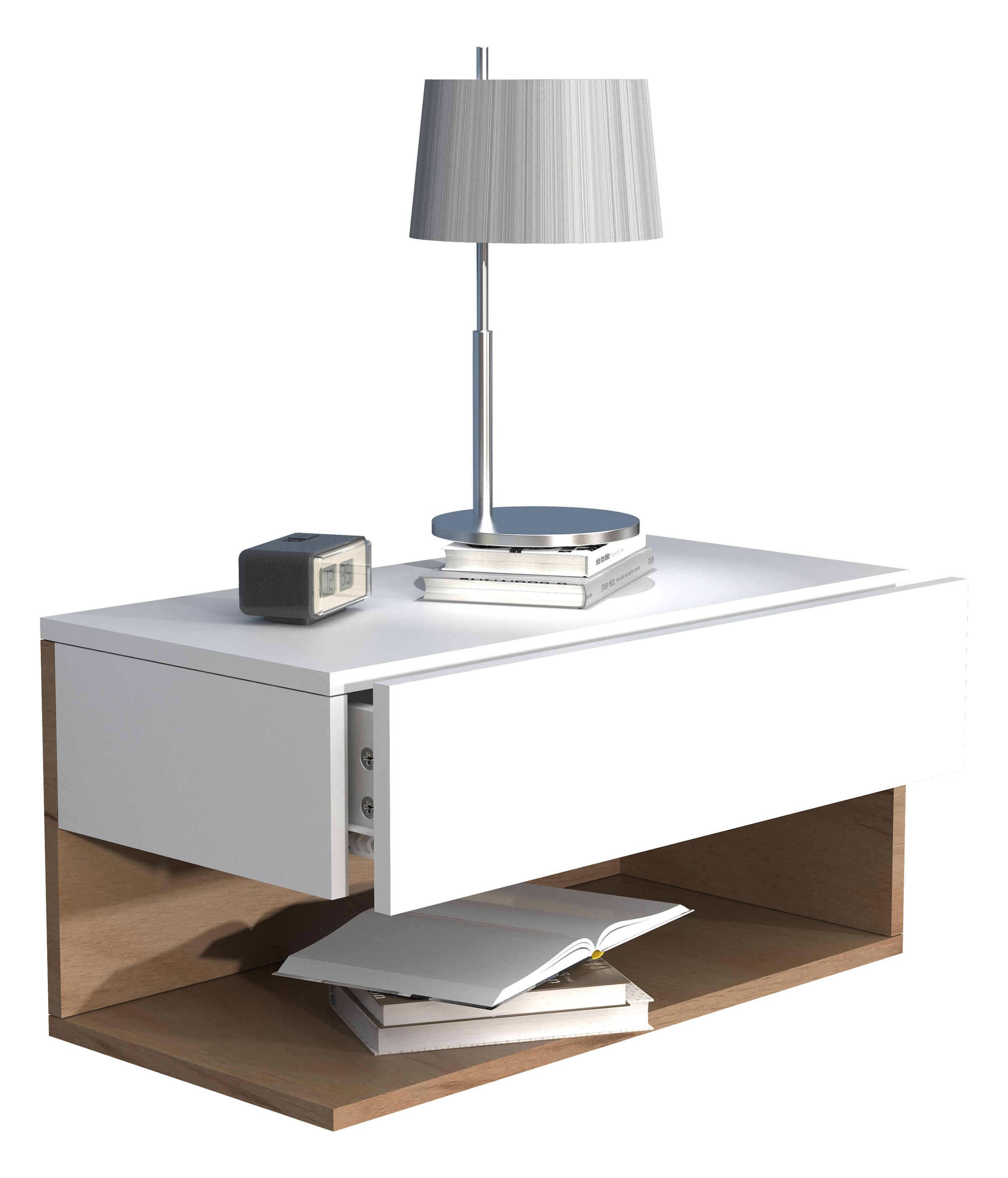 Nachttisch VCM, B:60cm T:32cm, braun, Schlafzimmer, Tische, "Wandschublade Wand Hänge Nachttisch Usal XL 60cm"