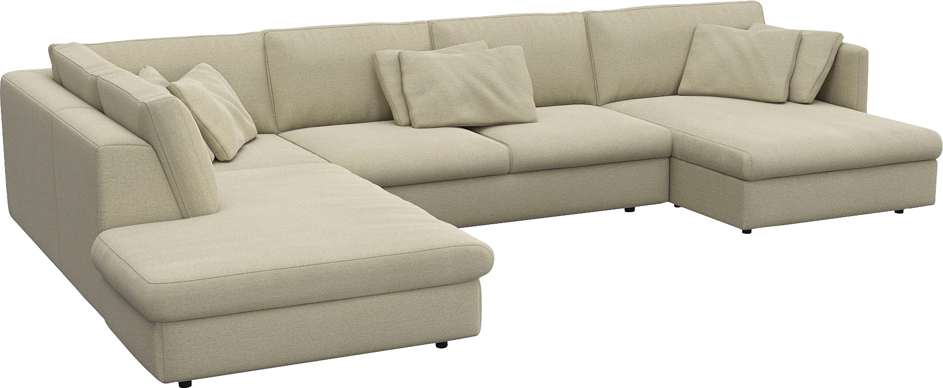 FLEXLUX Wohnlandschaft »Lovane, u-Form, bequem und komfortabel« Weich & anschmiegsam, große Sitztiefe auf Kaltschaum, Dekokissen inkl.