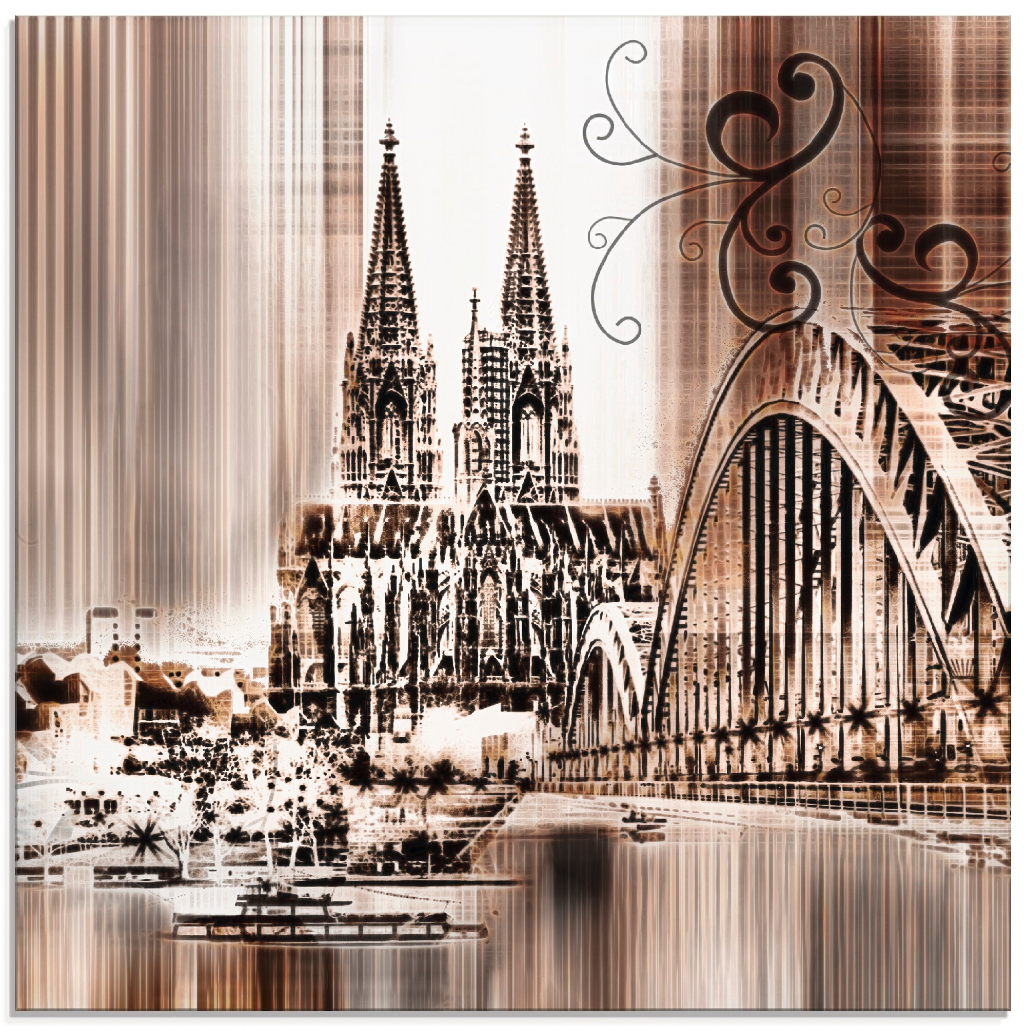 Artland Glasbild »Köln Skyline Collage VI«, Architektonische Elemente, (1 St.), in verschiedenen Größen