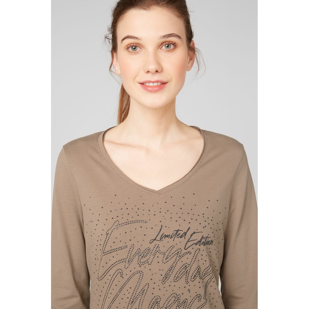 Damenmode Shirts & Sweatshirts SOCCX Langarmshirt, mit offenen Kanten braun Damenmode Shirts & Sweatshirts SOCCX Langarmshirt, mit offenen Kanten braun