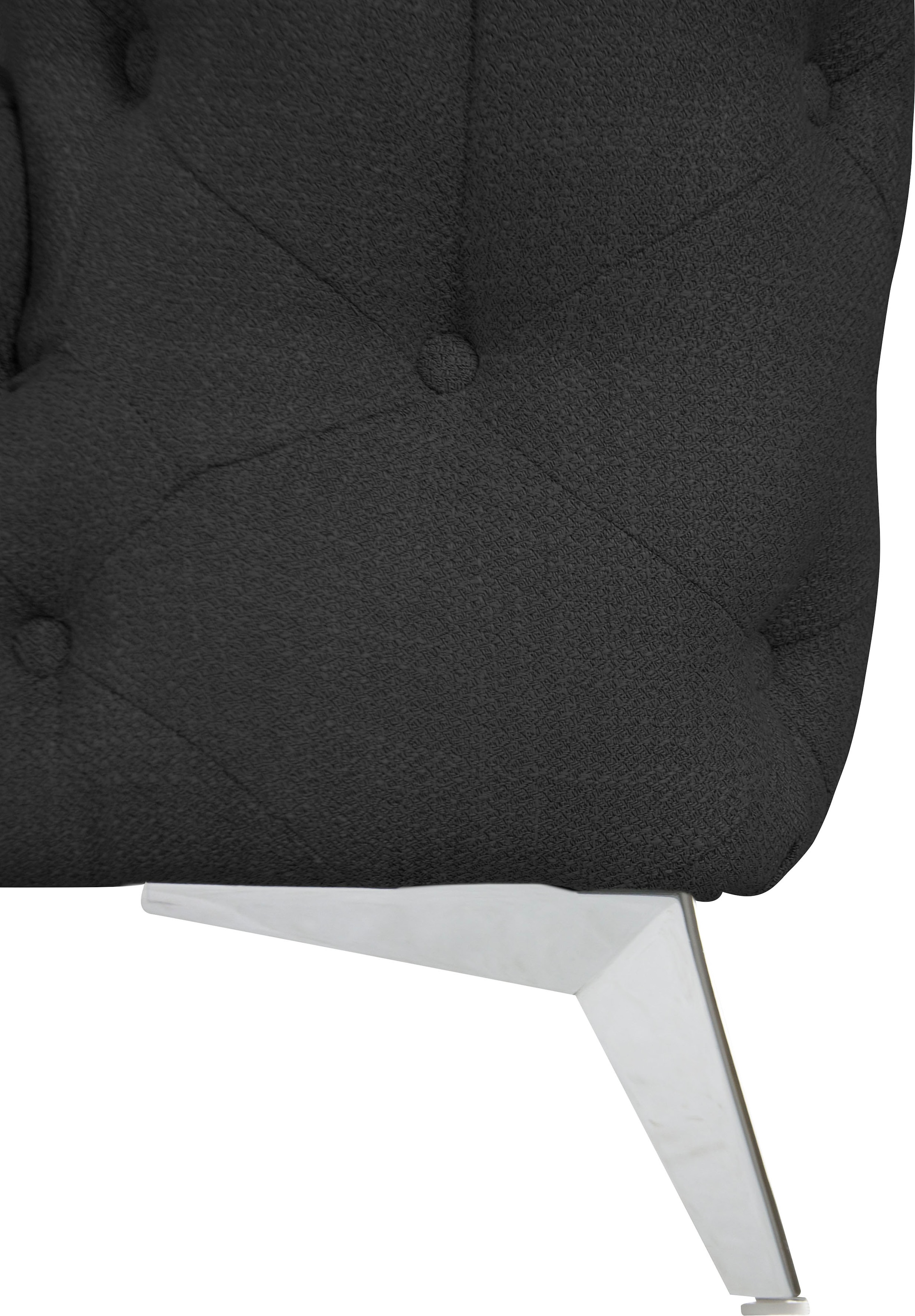 Leonique Chesterfield-Sofa »Ecksofa GLYNIS L-Form mit Wellenunterfederung, Maße B/T/H 264/264/75cm«, aufwändige Knopfheftung, moderne Chesterfield Optik, Fußfarbe wählbar