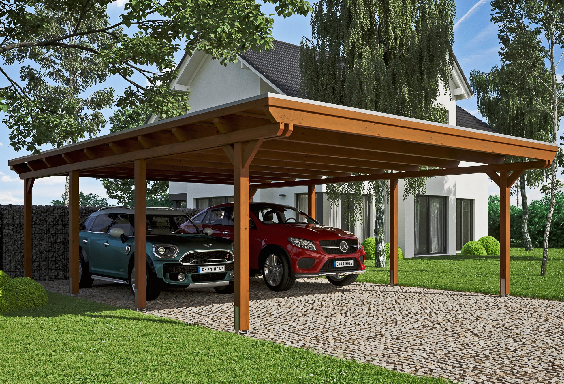 Doppelcarport SKANHOLZ, braun, Carports, "Emsland"
