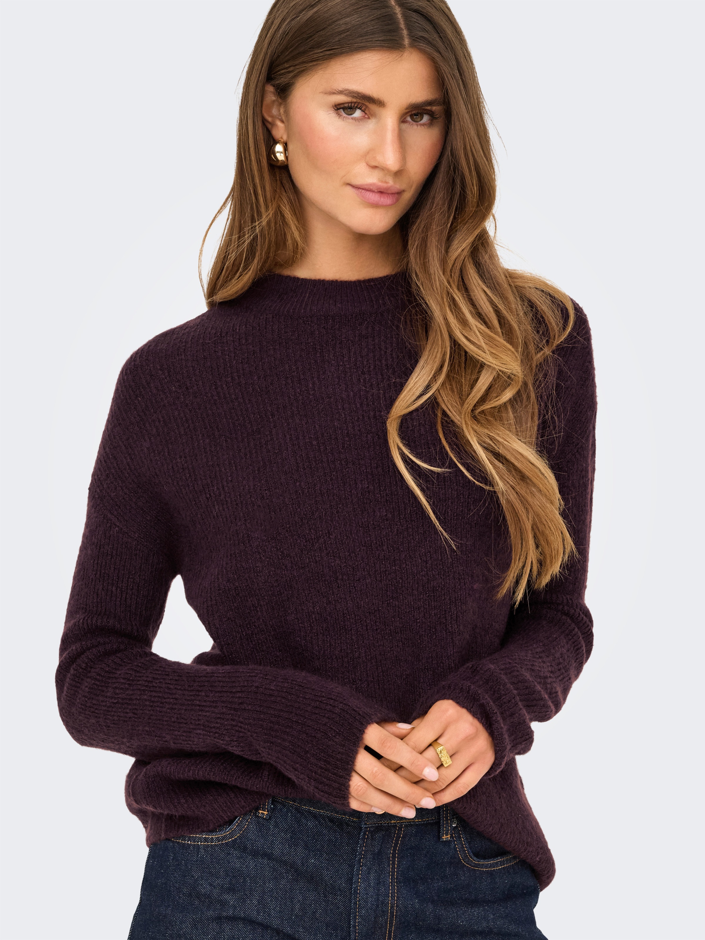 ONLY Strickpullover "ONLCAMILLA O-NECK L/S PULLOVER KNT" Materialmix, regul günstig online kaufen