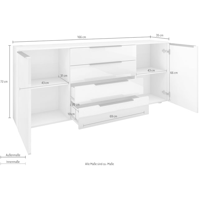 borchardt Möbel Sideboard »Tom«, Breite 166 cm | BAUR