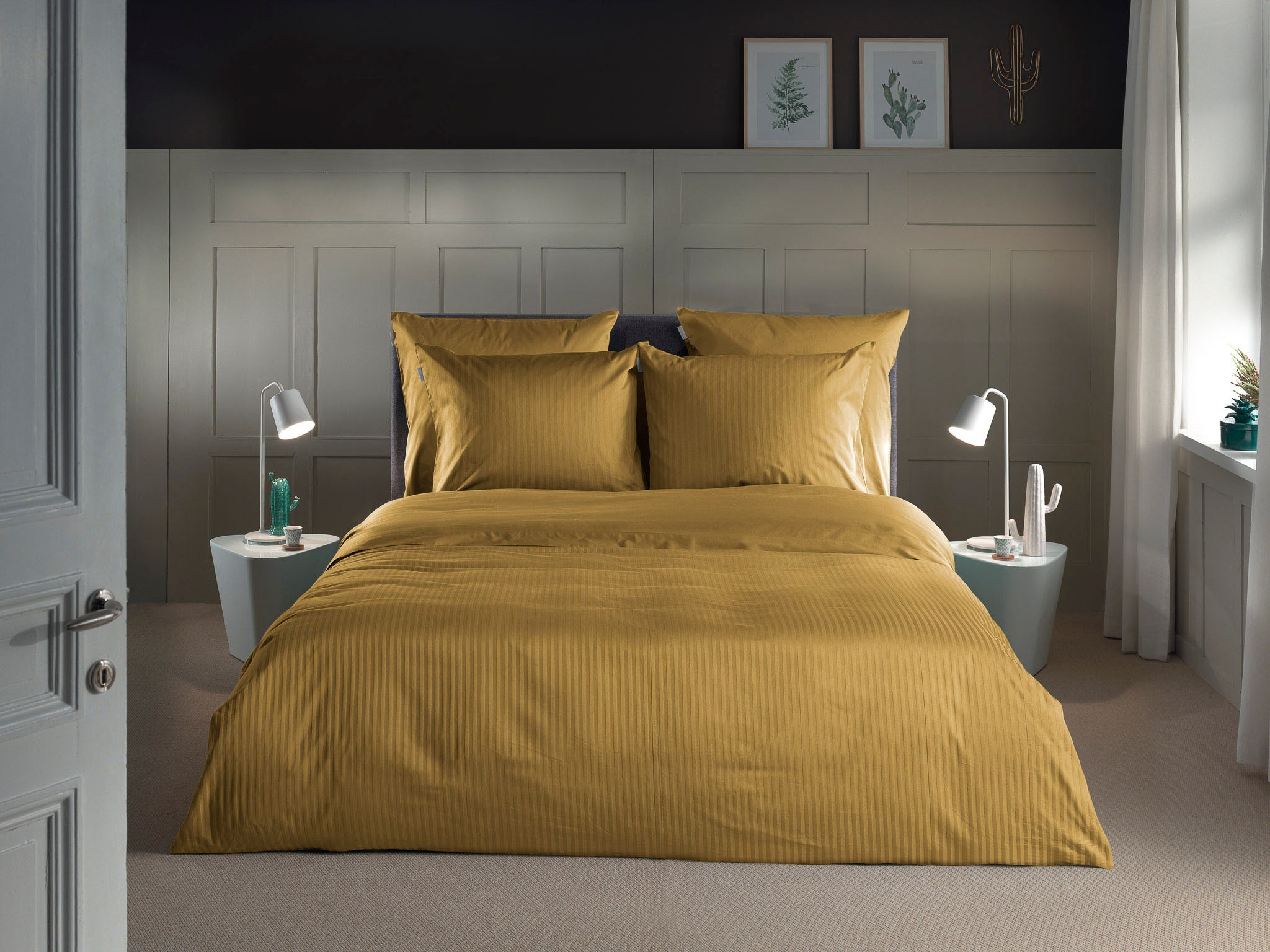 Heckett & Lane Bettwäsche "Banda" 2 tlg. hochwertiges Mako-Satin, Streifen günstig online kaufen