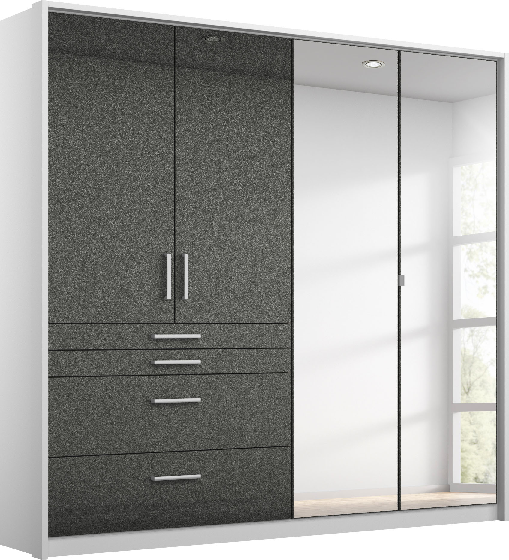 rauch Drehtürenschrank "Kleiderschrank Schrank Garderobe Garderobenschrank HOMBURG" inkl. Passepartout, oberer Schubkasten mit Einteilung MADE IN GERMANY