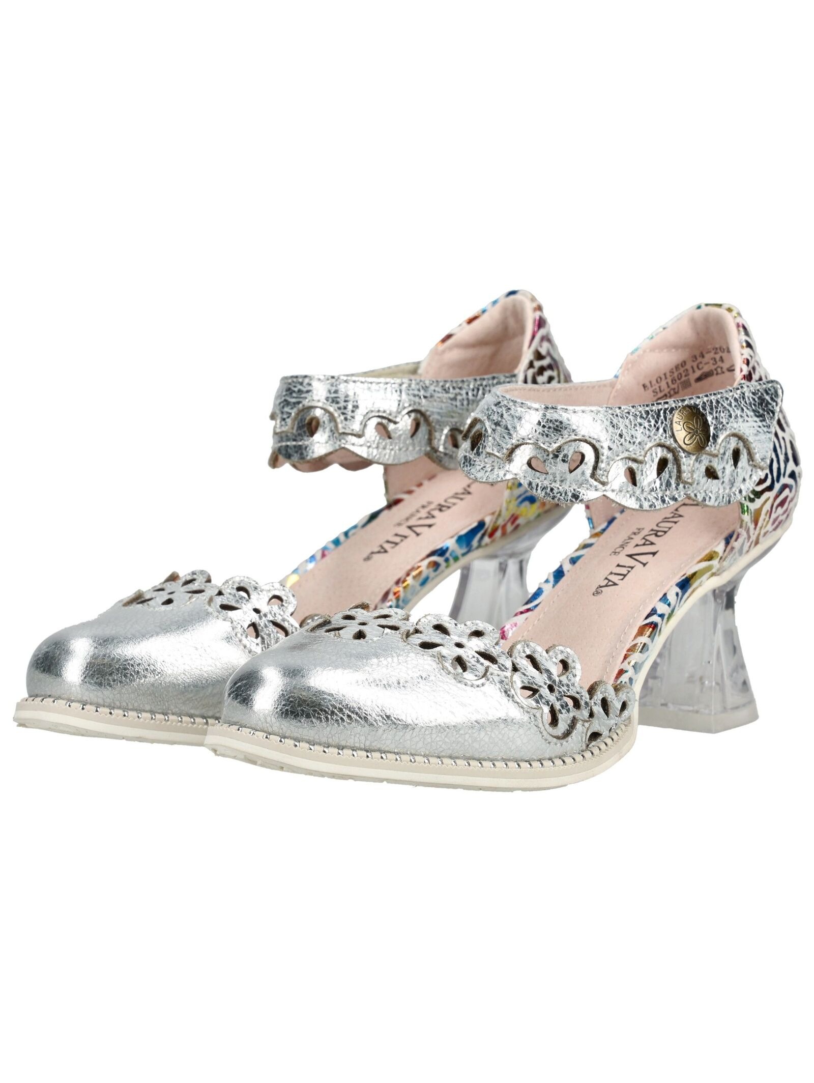 Pumps LAURA VITA "LAURA VITA Pumps Leder", Damen, Gr. 37, silber, Leder, Schuhe Pumps 3