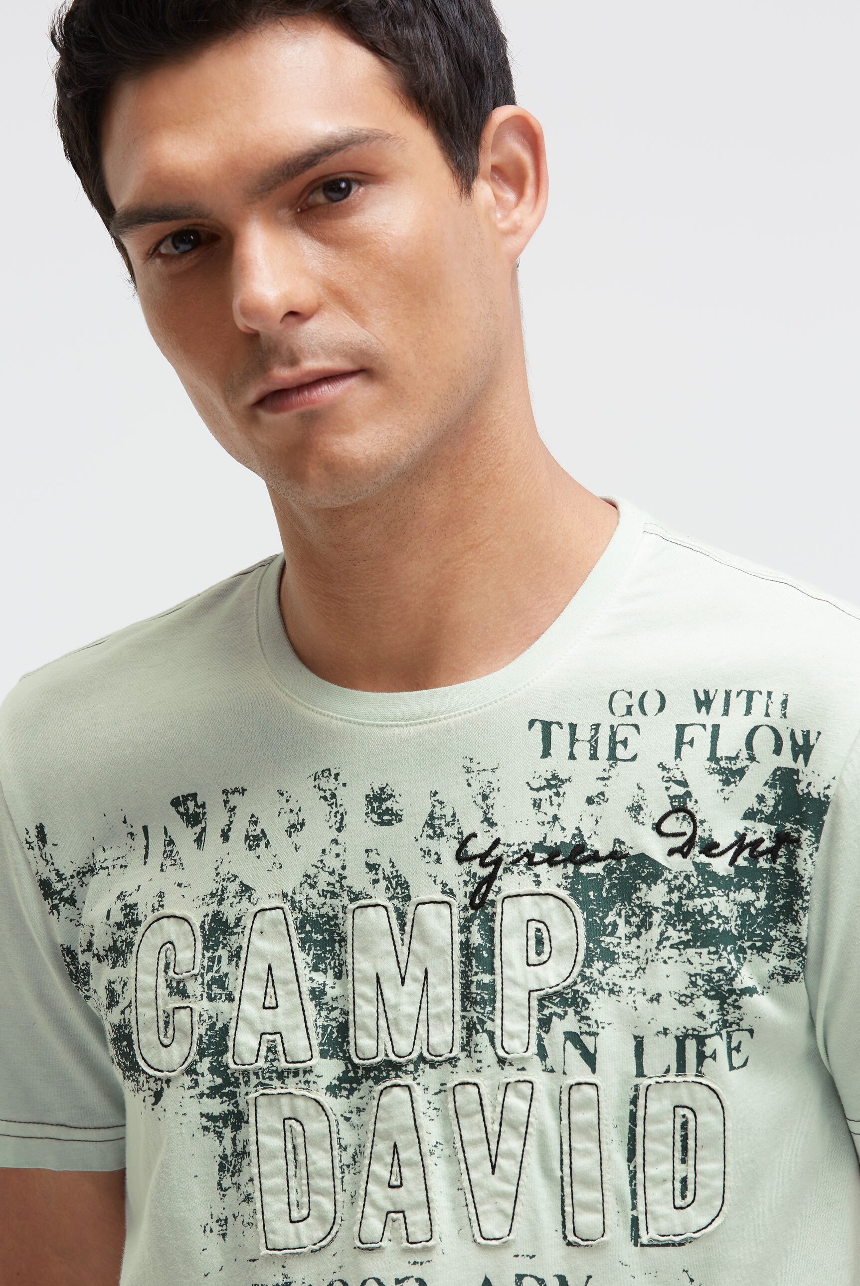 CAMP DAVID Rundhalsshirt mit Kontrastnähten