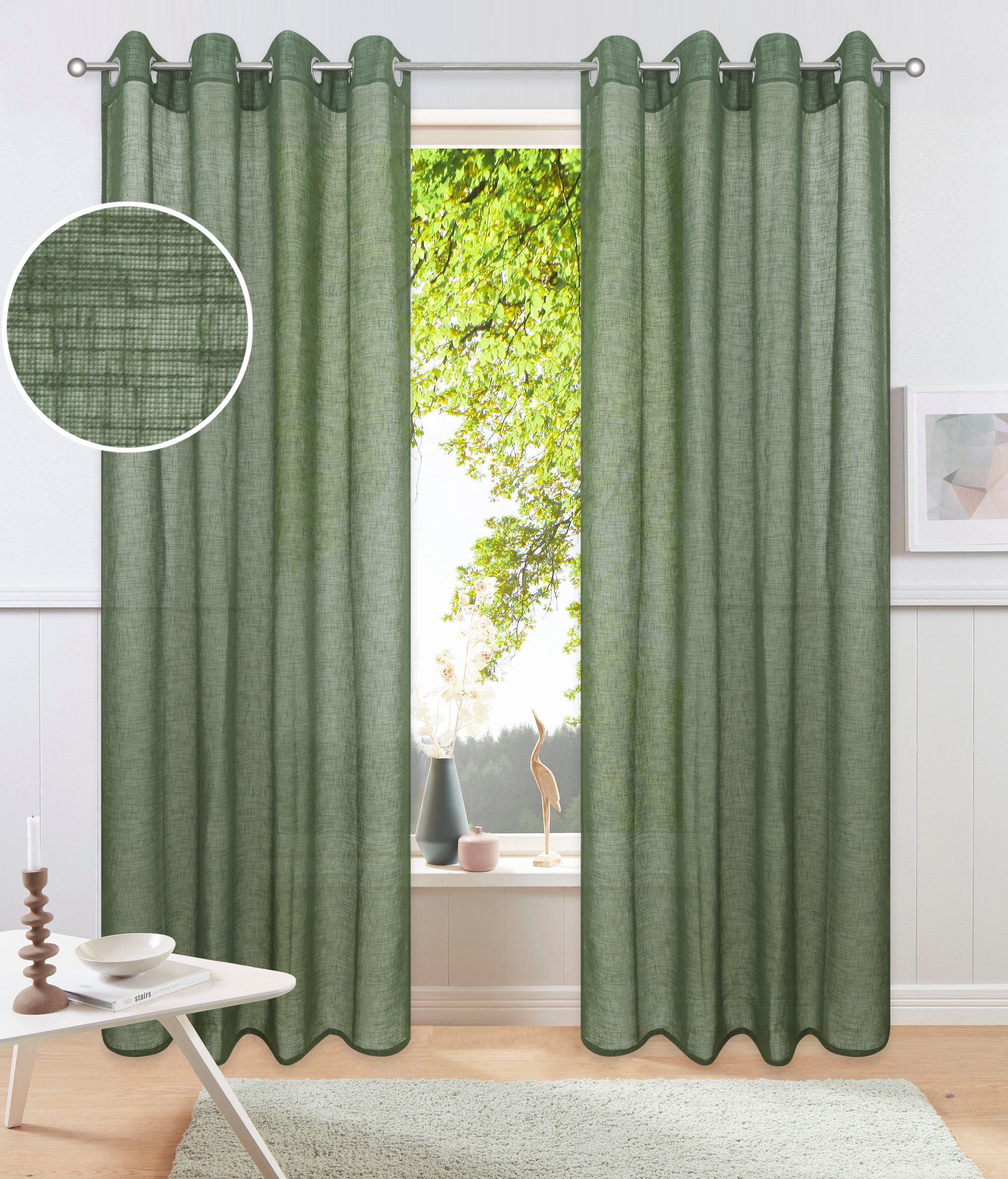 OTTO home Gardine "Fiete" Ösen 1 Stk. tlg. Leinen Optik, monochrom, basic, pflegeleicht, verschiedene Größen