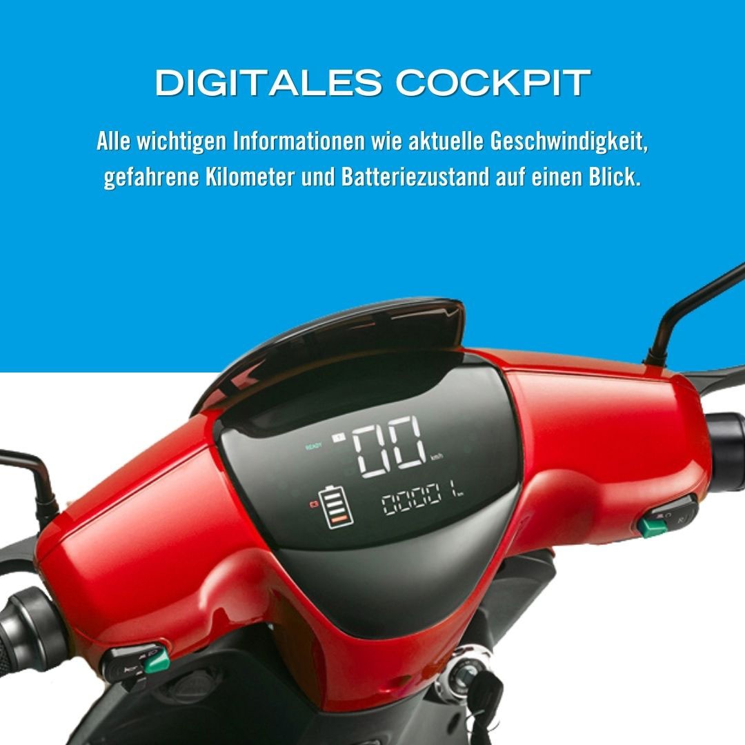 Blu:s E-Mofaroller »XT2000«, bis zu 59 km Reichweite, mit Straßenzul., 2 Sitzplätze, für Erwachsene