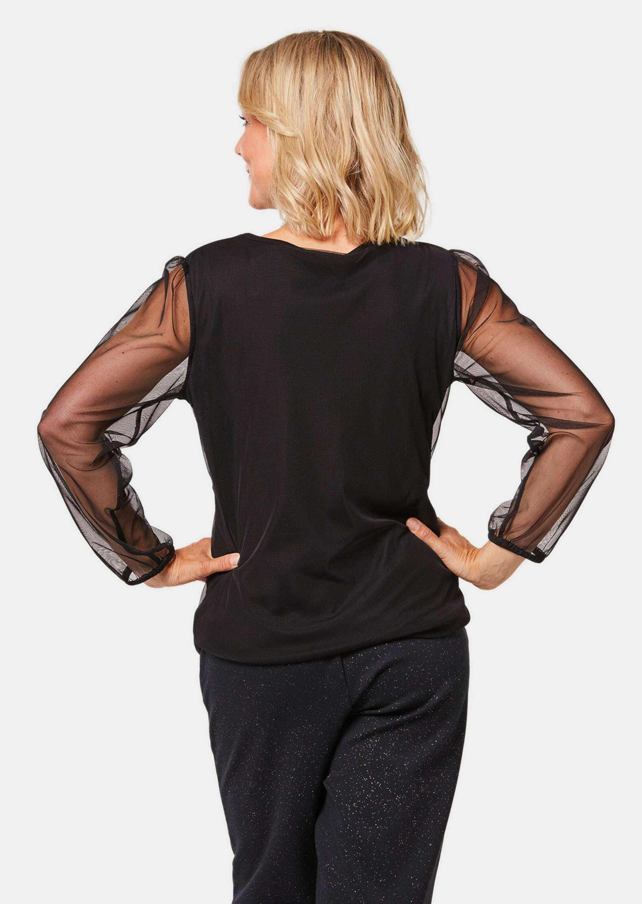 GOLDNER Longpullover »Shirt Shirt mit aufwendiger Paillettenstickerei«