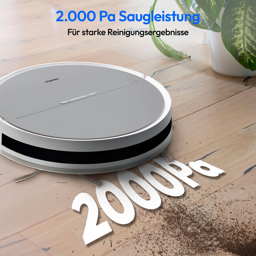 Medion® Saugroboter »E35 (MD 11157), intelligente S-Linien Navigation, 2 kPa Saugleistung«, Steuerung per Fernbedienung, 120 min Laufzeit, Ladestation