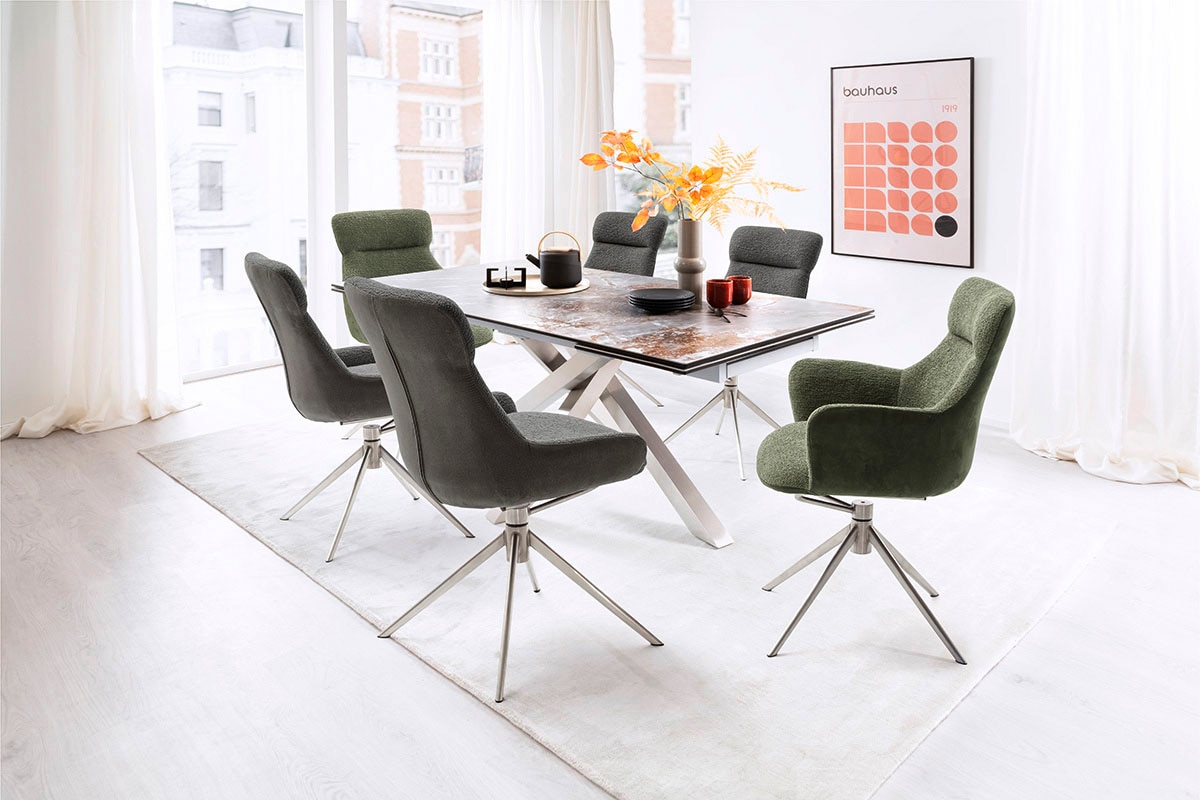 MCA furniture Esstisch »ALMIROS Auszugstisch 180-260 cm marmoriert«, (Einzelstück), Keramik,Edelstahl,Marmor-Optik,ausziehbar,belastbar 100kg,8-10 Pers.