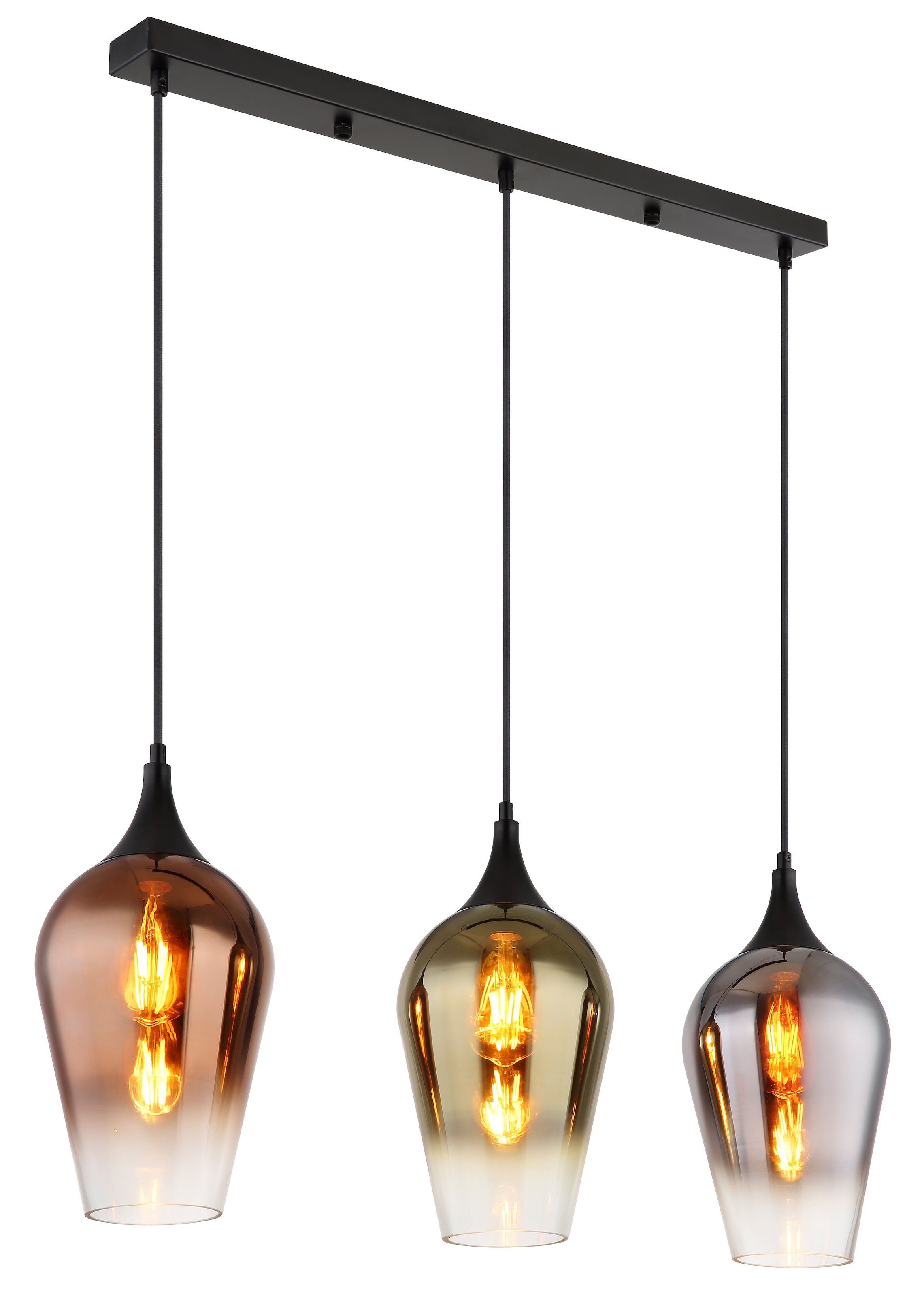 GLOBO LIGHTING Hängeleuchte »LAVUS«, Leuchtmittel E27 | ohne Leuchtmittel, Hängelampe/Pendelleuchte/Glas kupferfarben/Höhe kürzbar/Esstisch