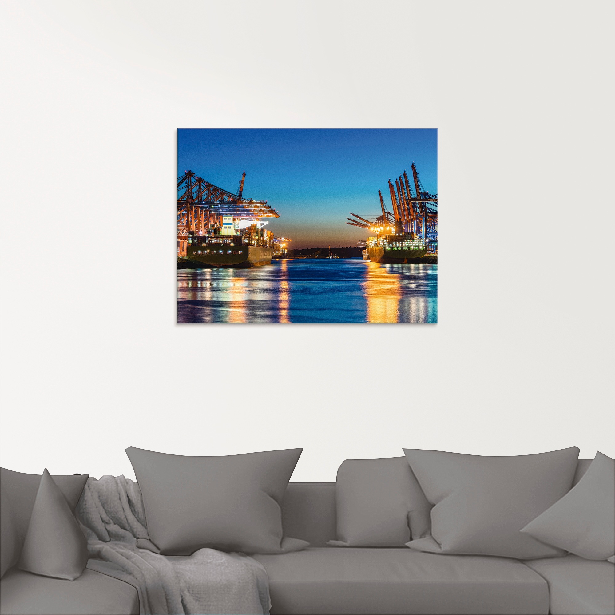 Artland Glasbild »Hamburg Hafen am Abend 2«, Deutschland, (1 St.), in verschiedenen Größen