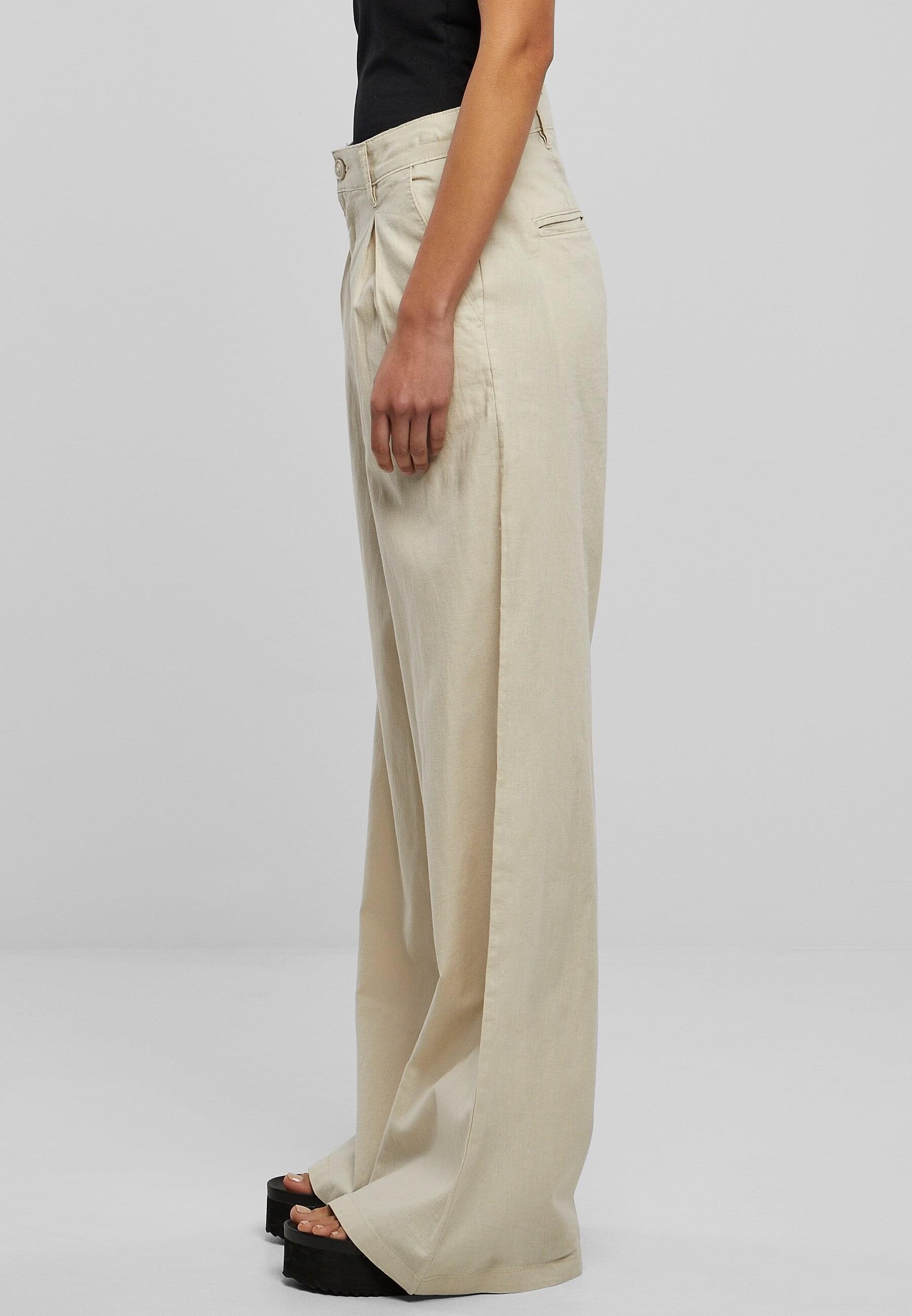 URBAN CLASSICS Stoffhose »Urban Classics Damen Ladies High Linen Mixed Wide Leg Pants«, (1 tlg.)